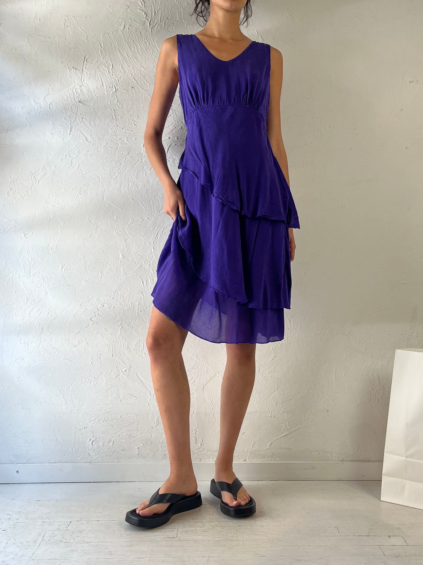 90s ‘Click’ Purple Midi Dress / Small