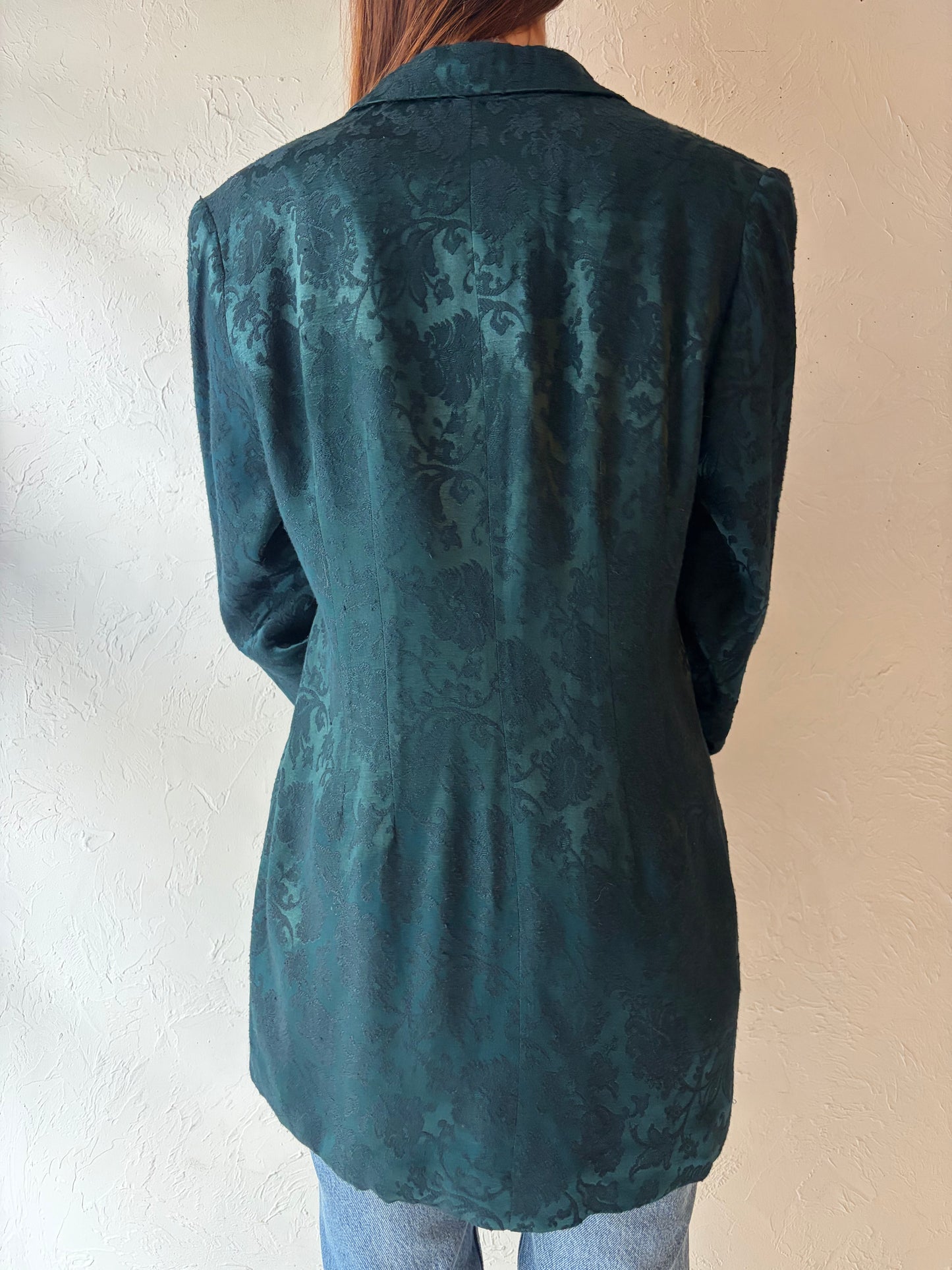 90s 'Hugo Buscati' Green Jacquard Jacket / Large