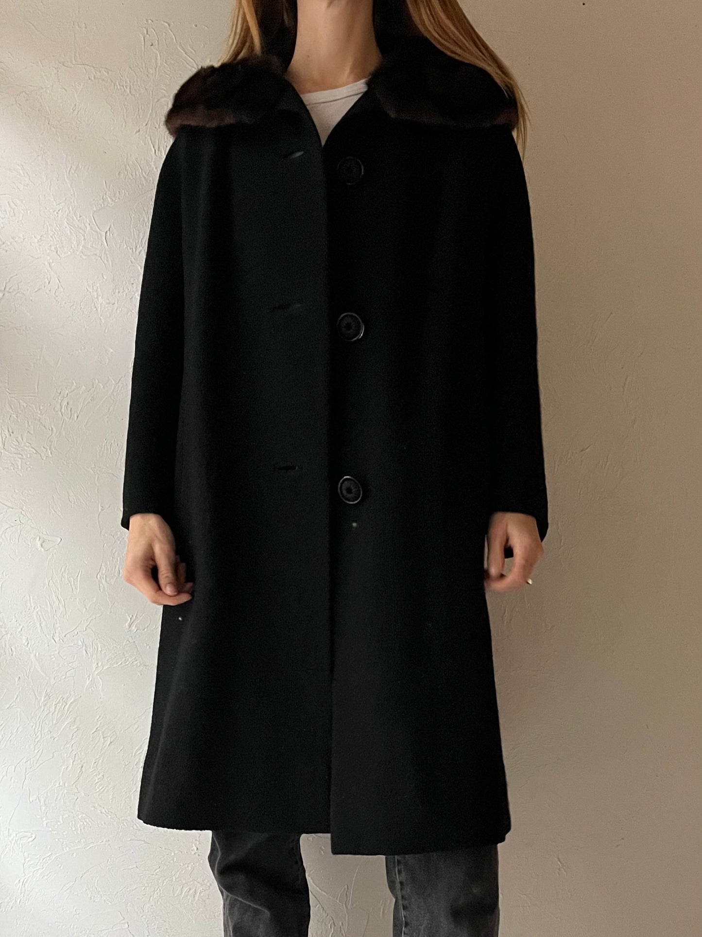 Vintage 'Shagmoor' Black Knit Coat / Union Made / Medium