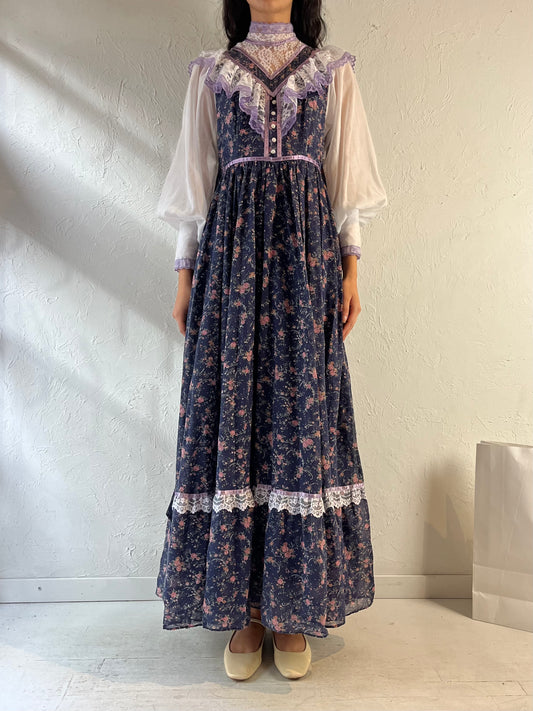 70s ‘Gunne Sax’ Long Sleeve Peasant Dress / Small