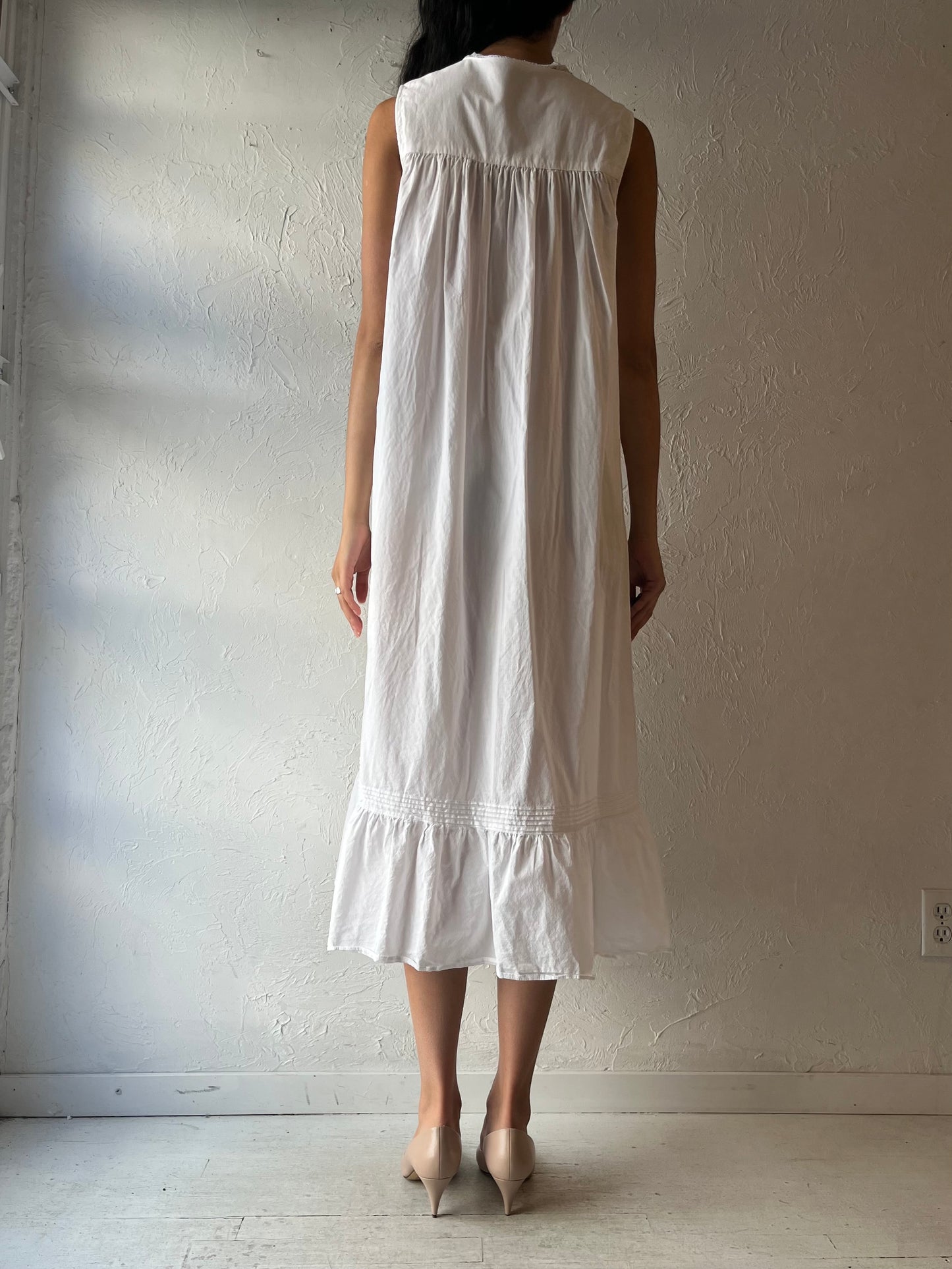 Vintage 'Eileen West' White Cotton Dress / Small