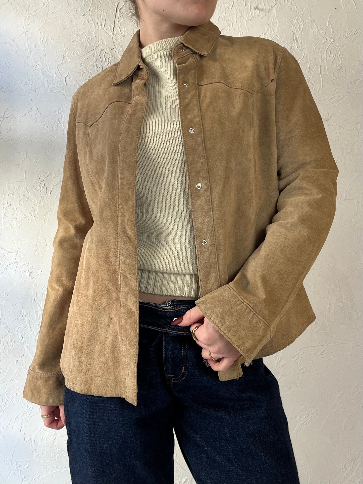 Y2K ‘For Joseph’ Snap Up Tan Suede Jacket / Medium