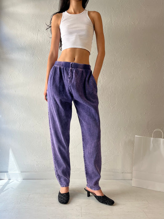 90s 'Ezze Wear' Purple Cotton Pants / Medium