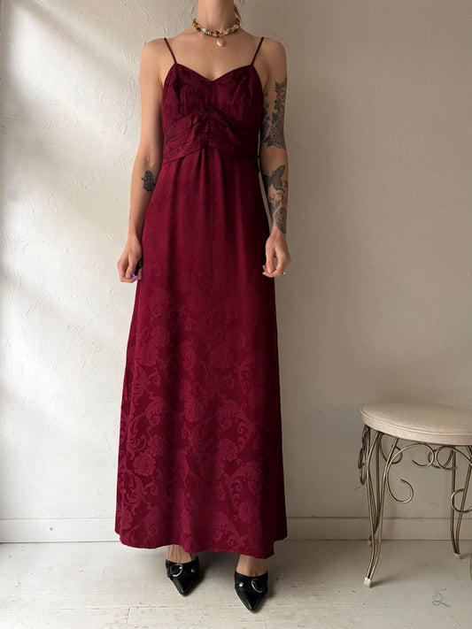 80s 'Up Beat' Burgundy Dress / Union Made / Small