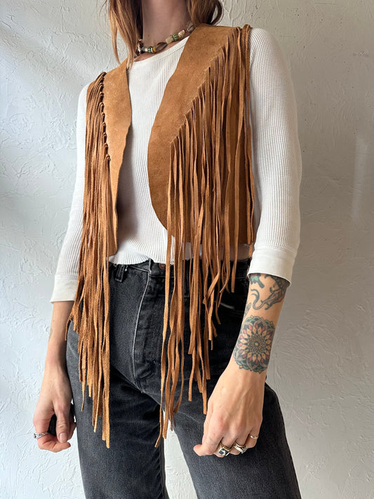 Vintage Suede Fringe Vest / Small