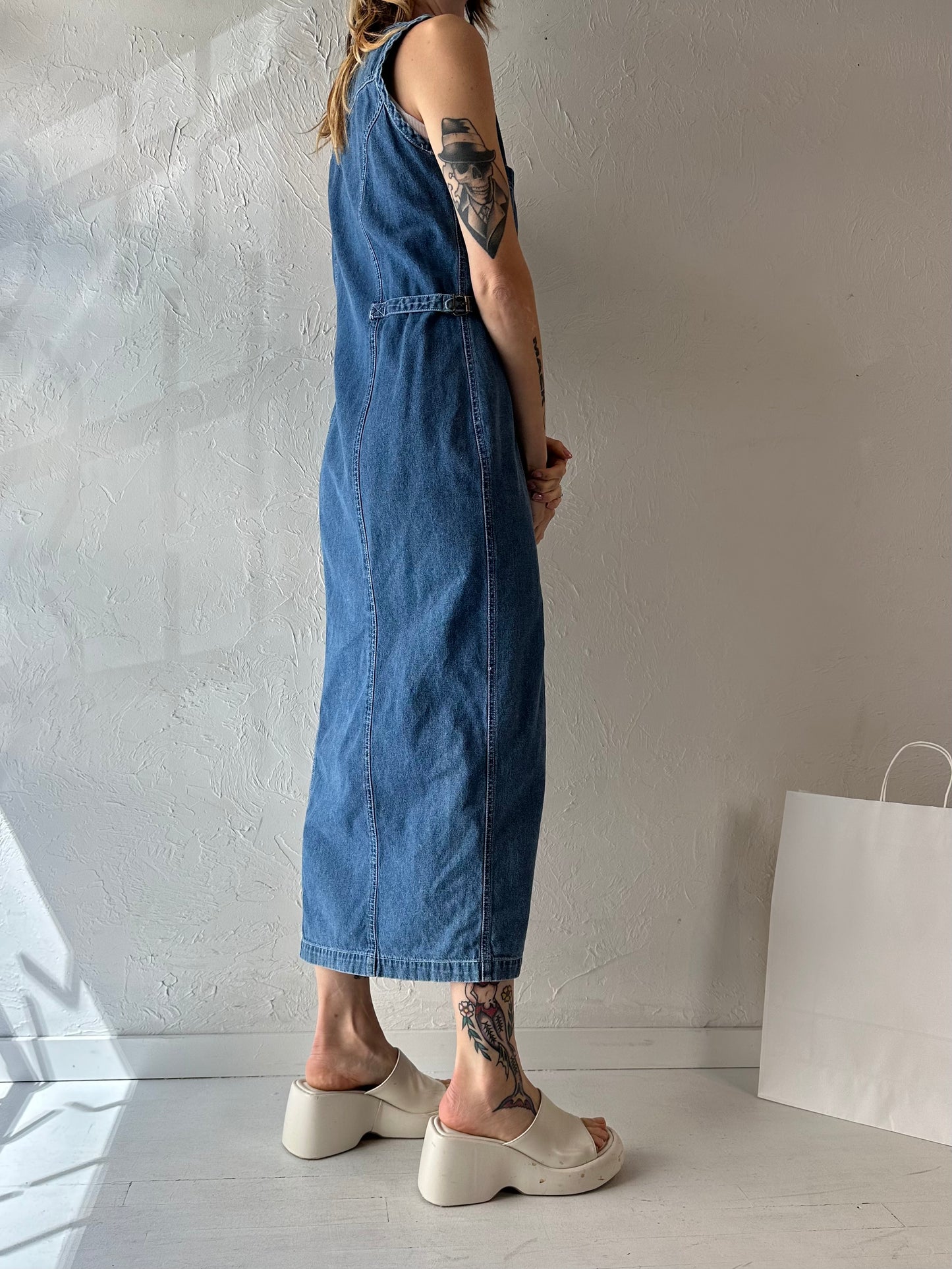 90s 'Kalifornia' Zip Up Denim Dress / Medium