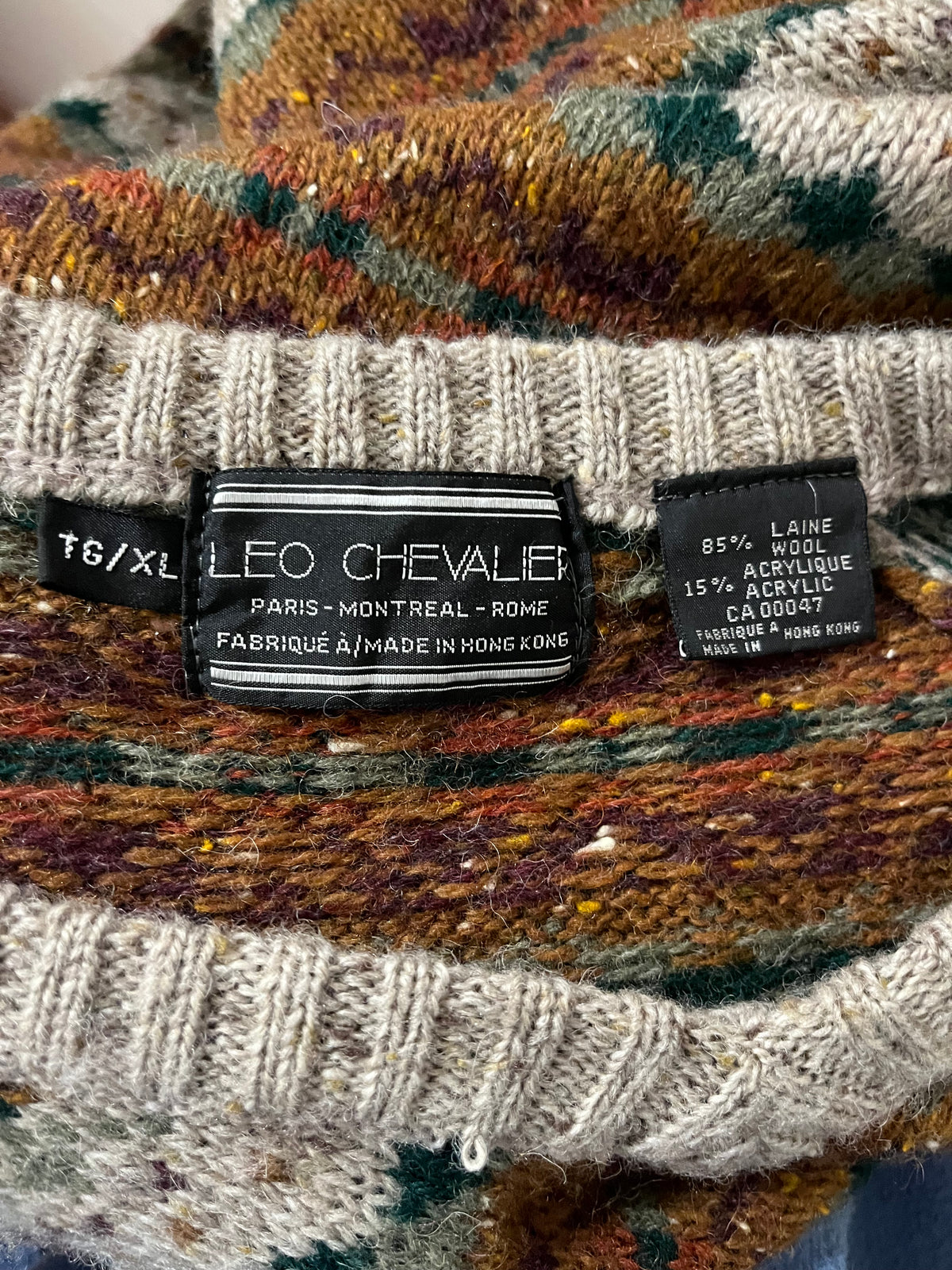 90s 'Leo Chevalier' Striped Knit Sweater / XL