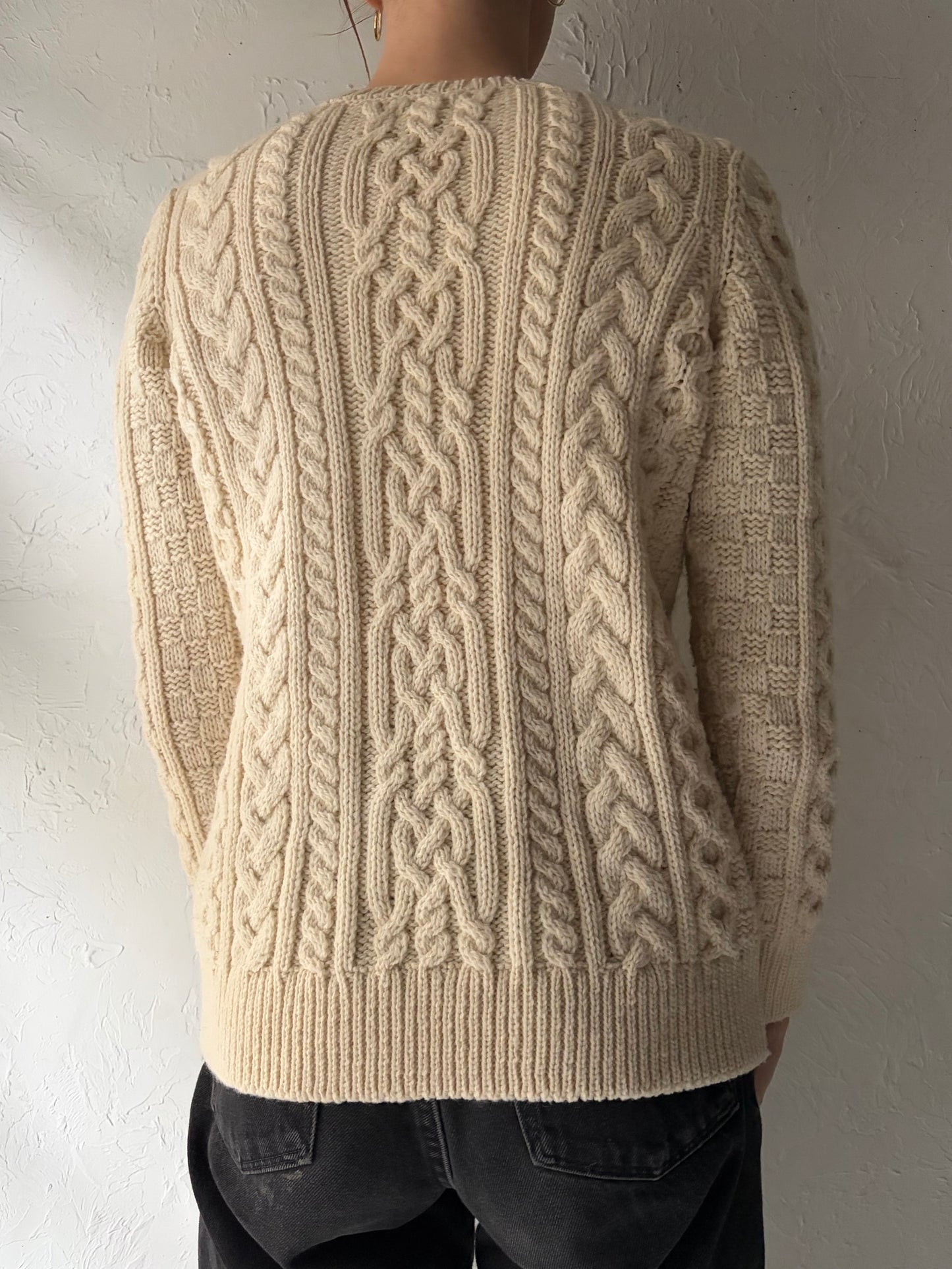 90s ‘LL Bean’ Wool Cable Knit Sweater / Small
