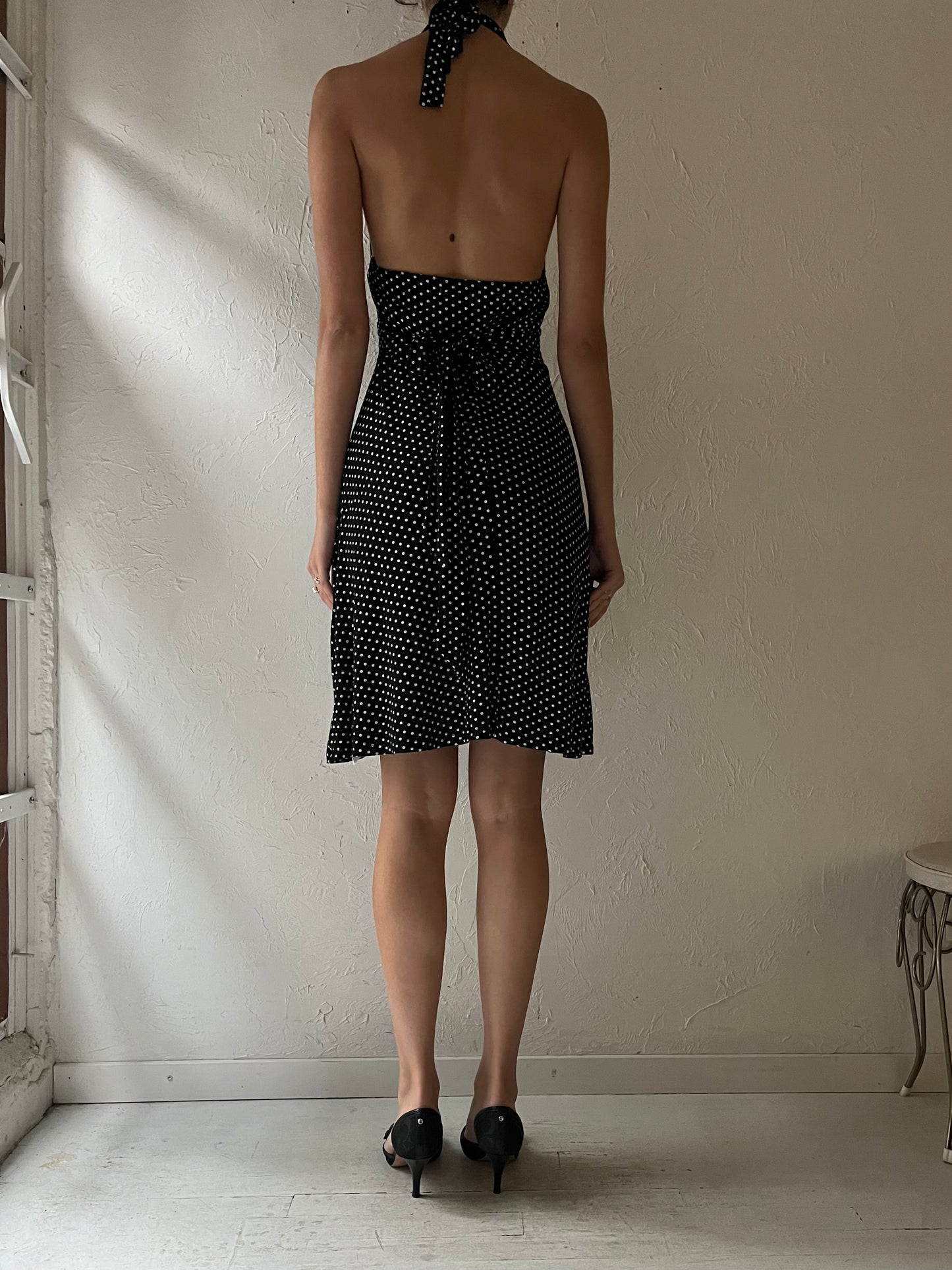Y2K ‘Papillon’ Polka Dot Halter Dress / Small
