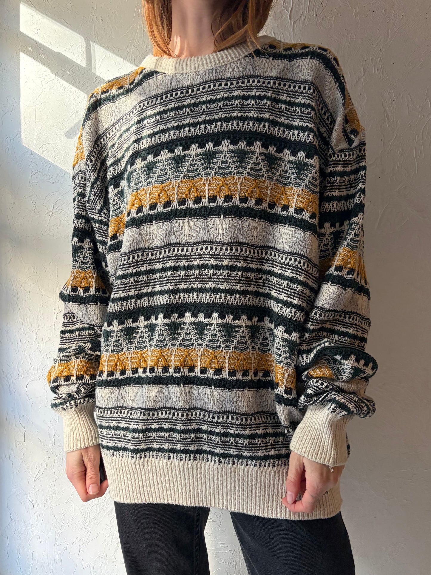 90s 'Tundra' Pullover Cotton Sweater / Large
