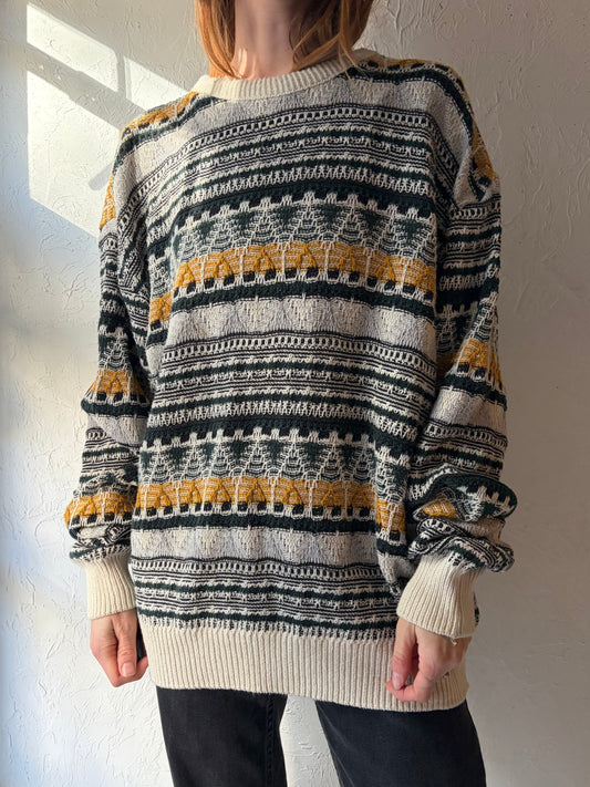 90s 'Tundra' Pullover Cotton Sweater / Large