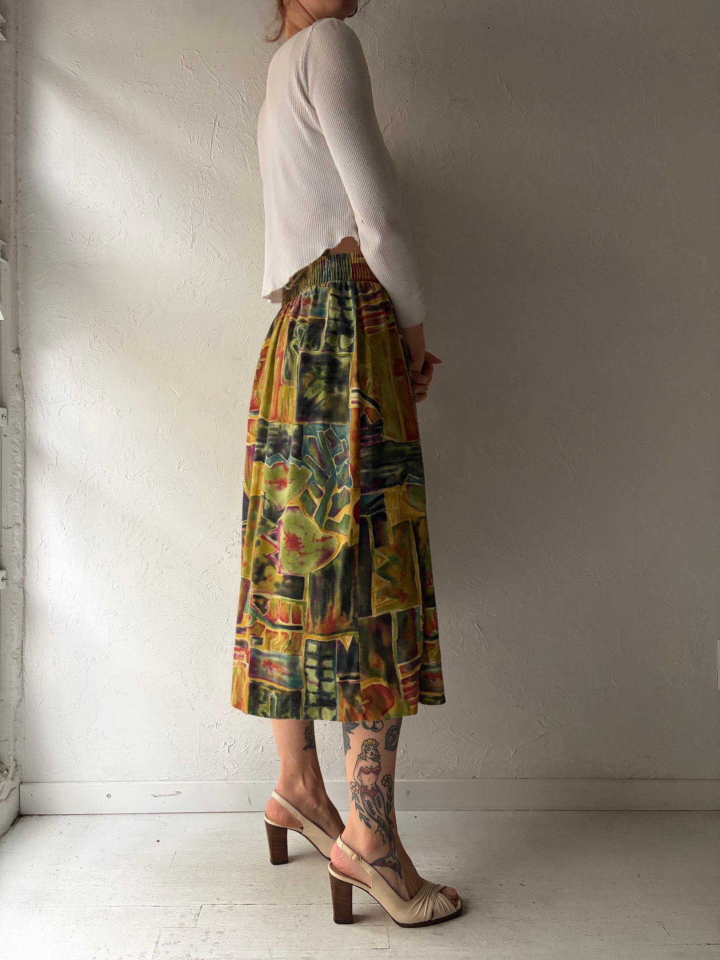 90s 'Norton McNaughton' Abstract Rayon Skirt / Medium