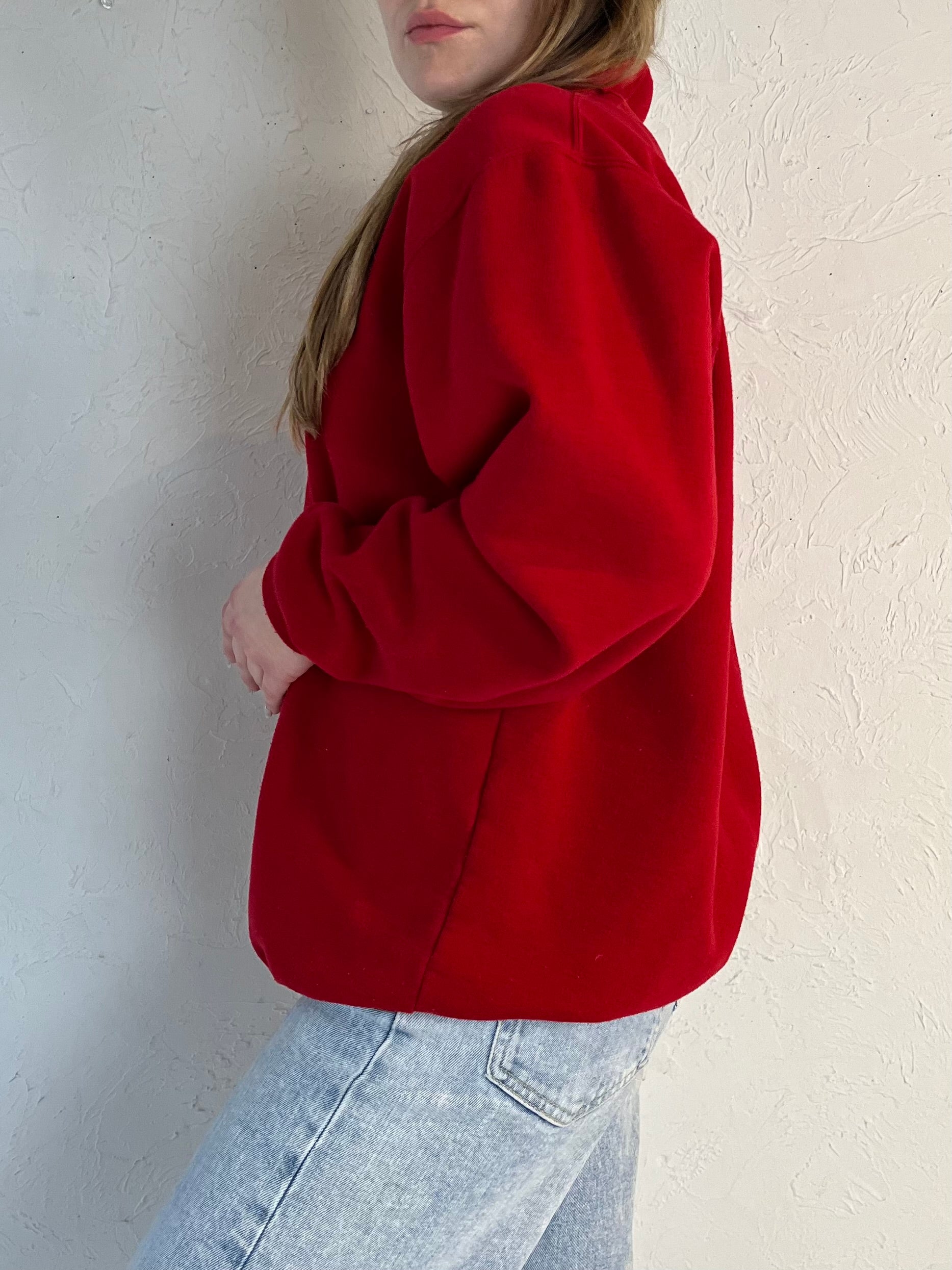 90s ‘Giorgio’ Red Collared Sweatshirt / Medium