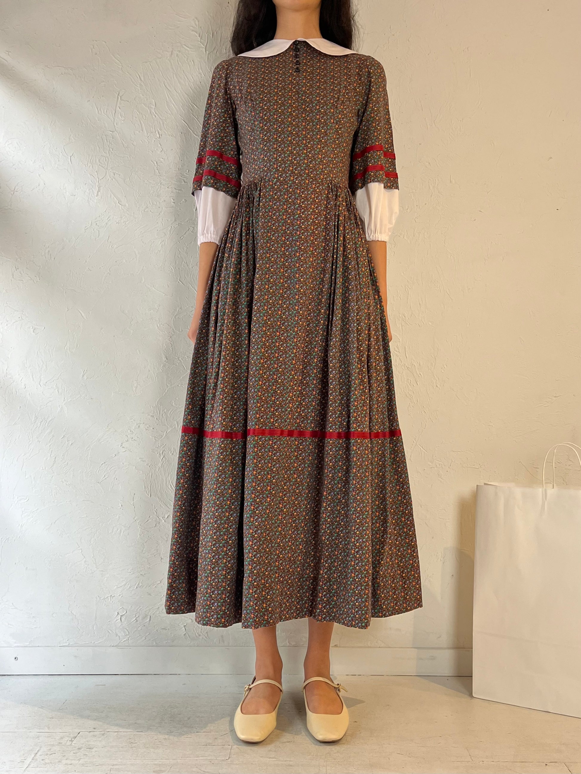 Vintage Handmade Floral Peasant Dress / Small Wildhoneygoods Vintage Handmade Floral Peasant Dress / Small Wildhoneygoods