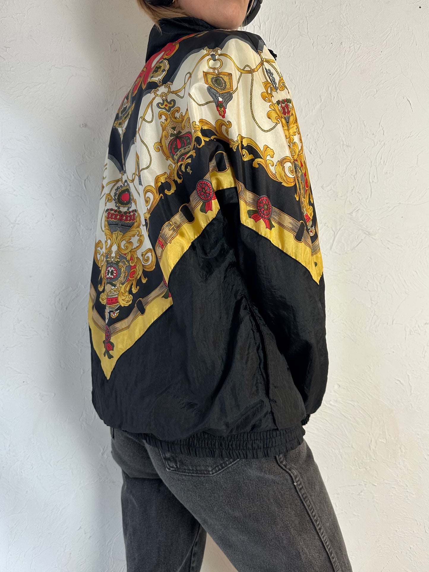 Vintage Patterned Bomber Jacket / Small