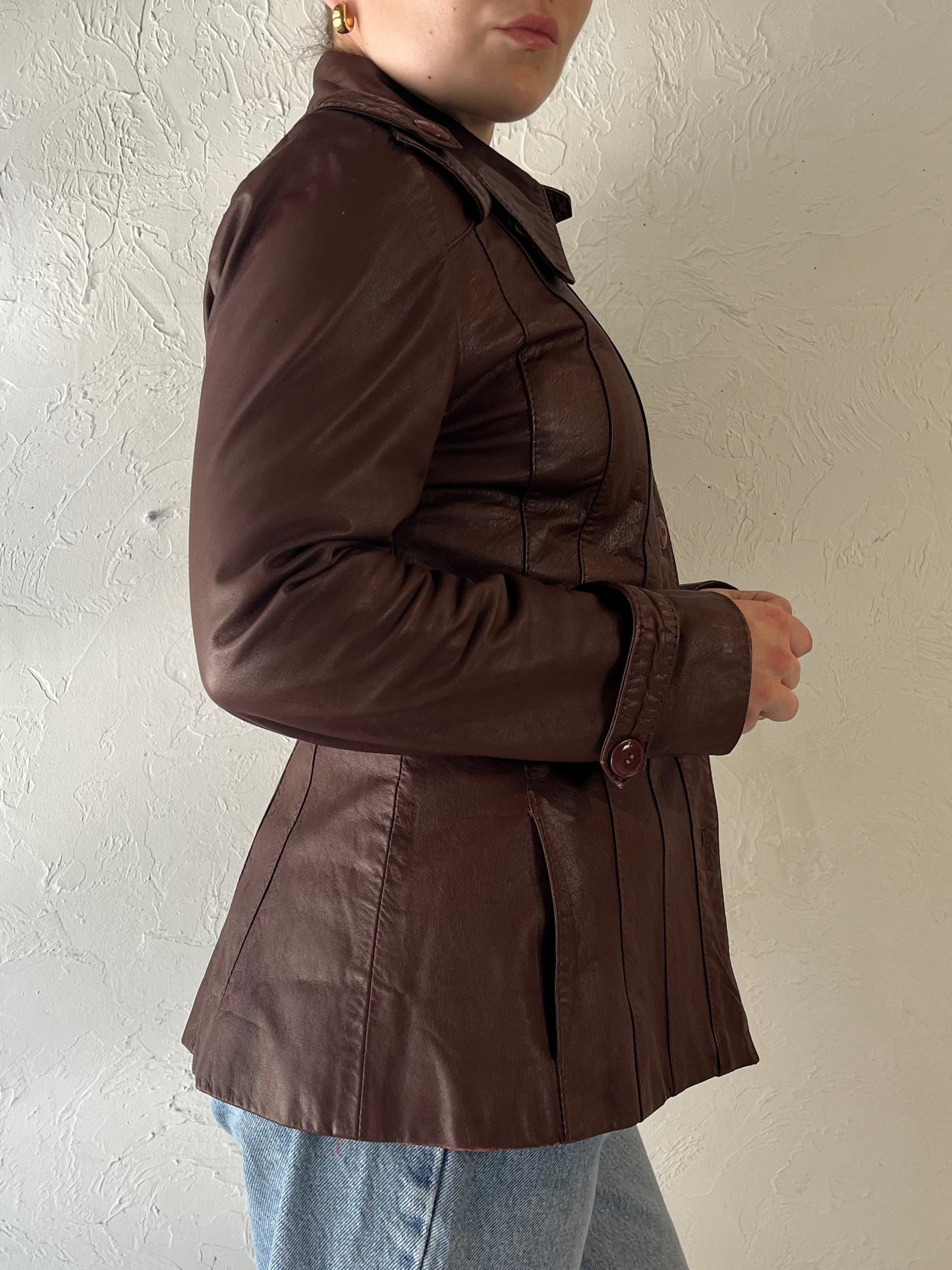 80s 'PBD' Brown Leather Jacket / XS