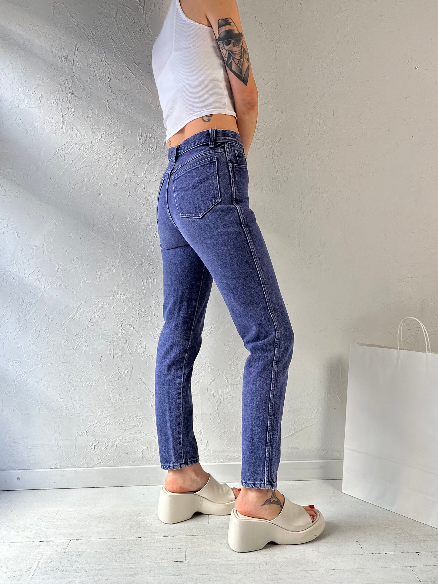 90s ‘Jordache’ Purple Skinny High Waisted Jeans / 24" Waist