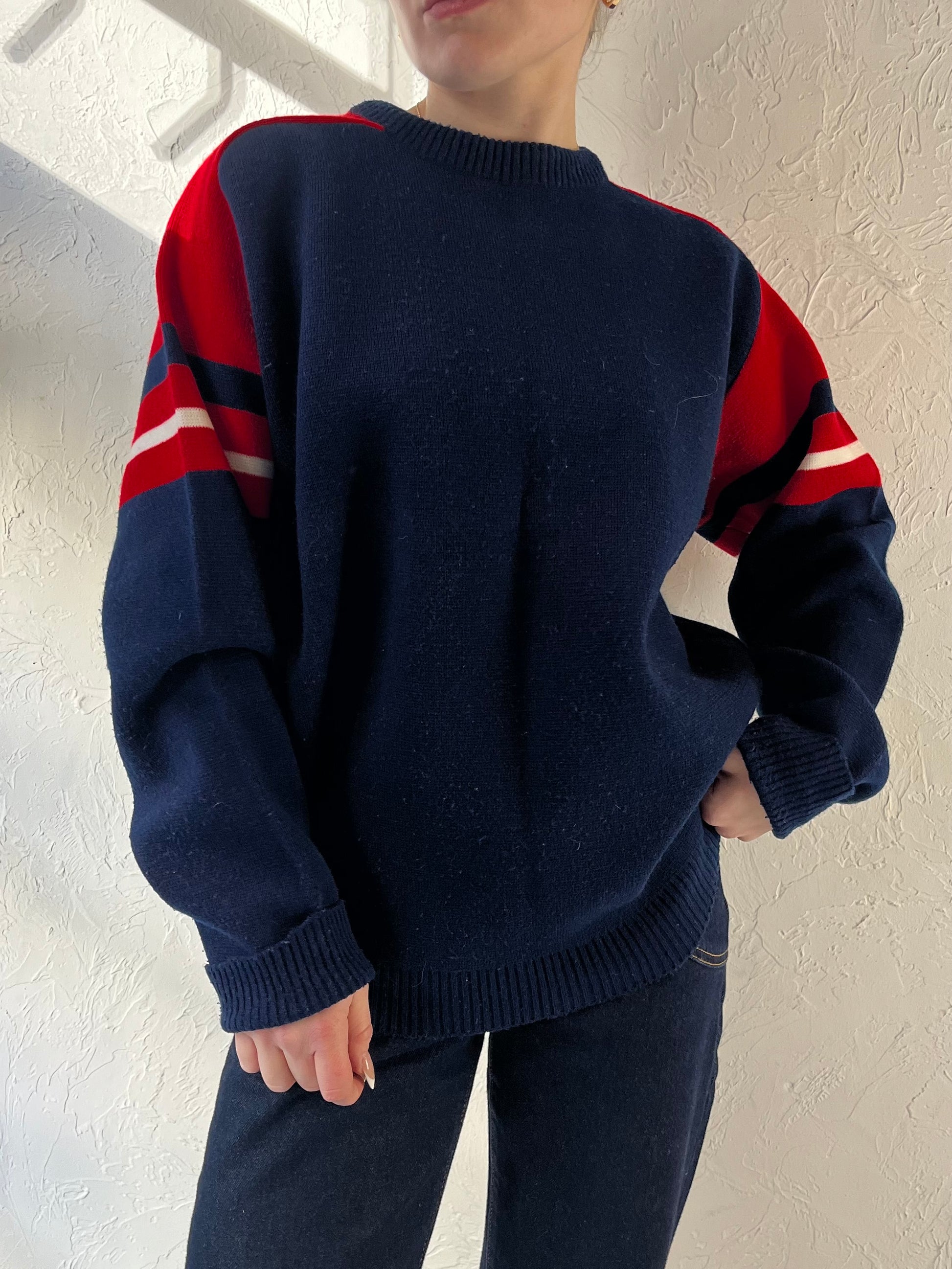 70s ‘Triton’ Navy Blue Acrylic Knit Sweater