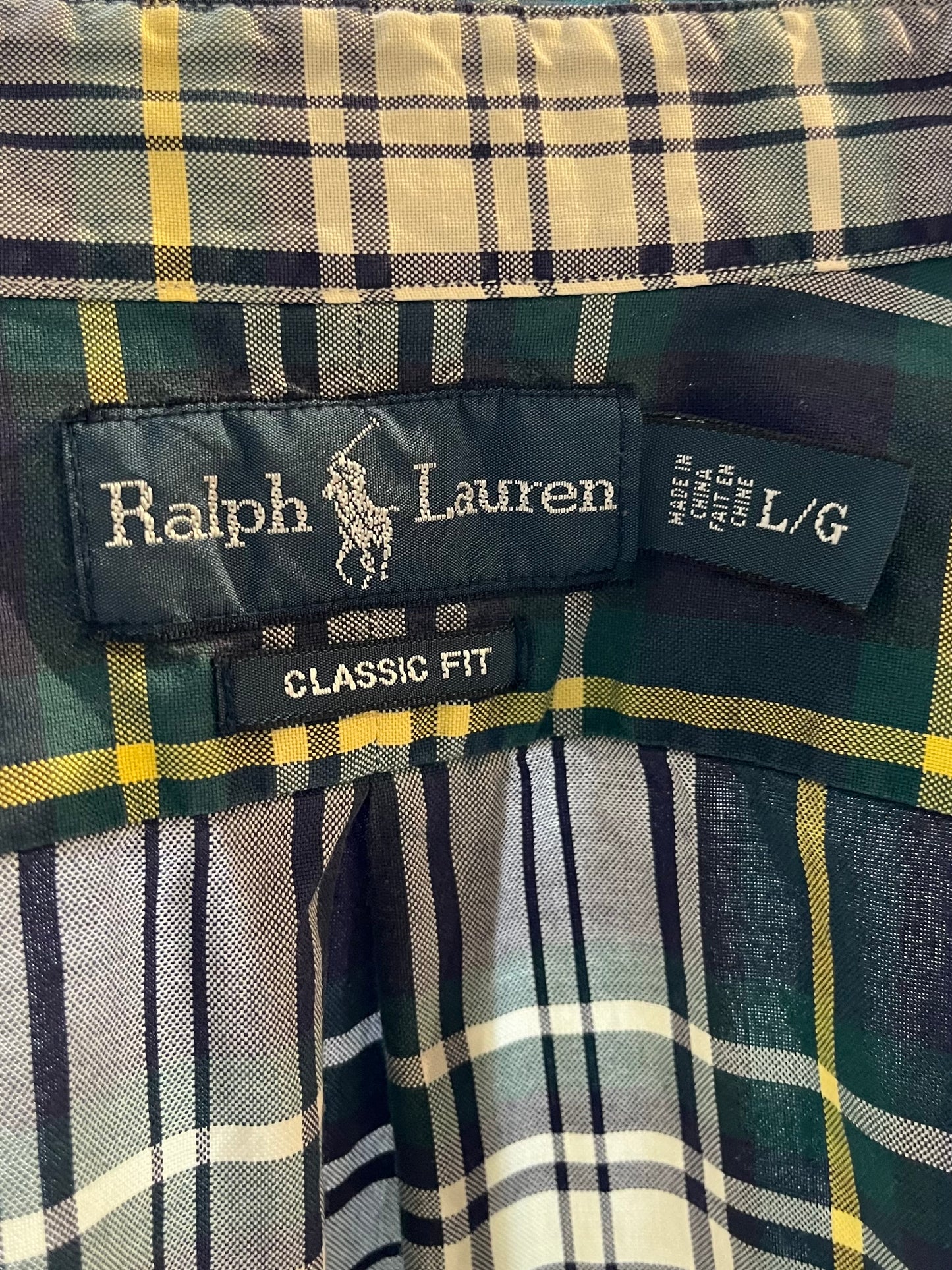 Y2K ‘Ralph Lauren’ Green Plaid Button Up Shirt / Large