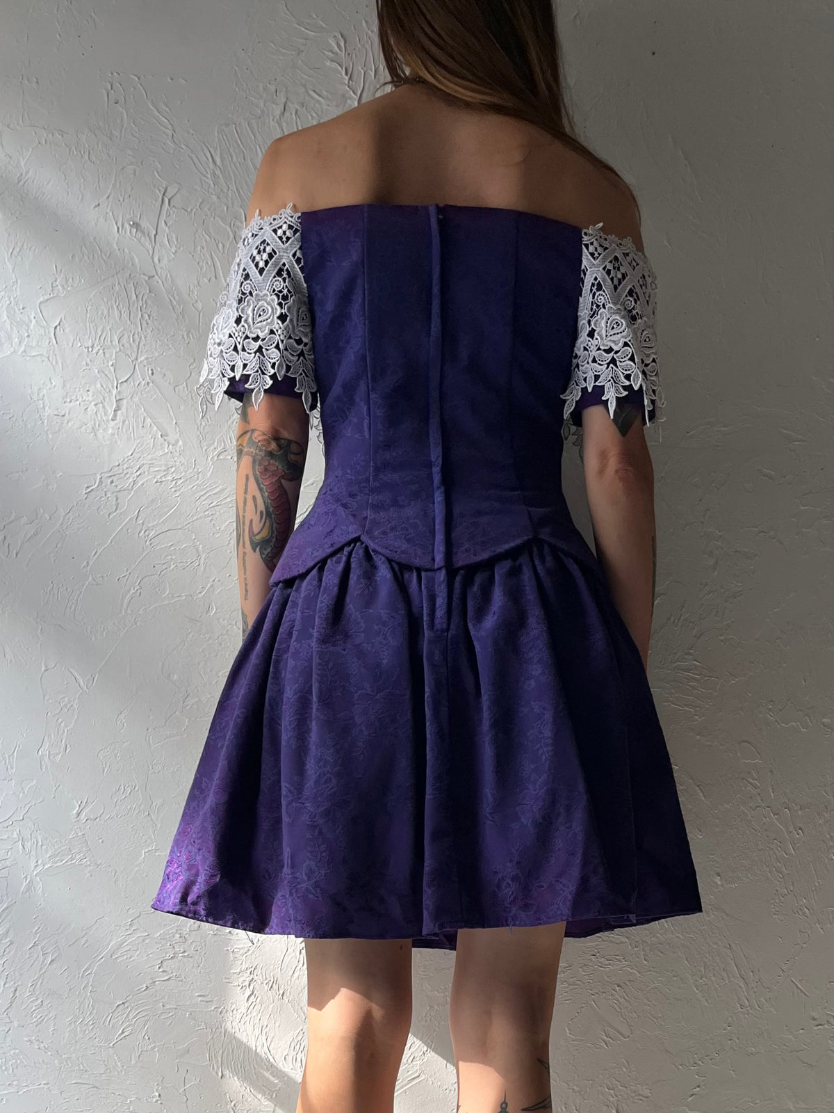 80s 'Jessica McClintock' Purple Strapless Formal Mini dress / Small