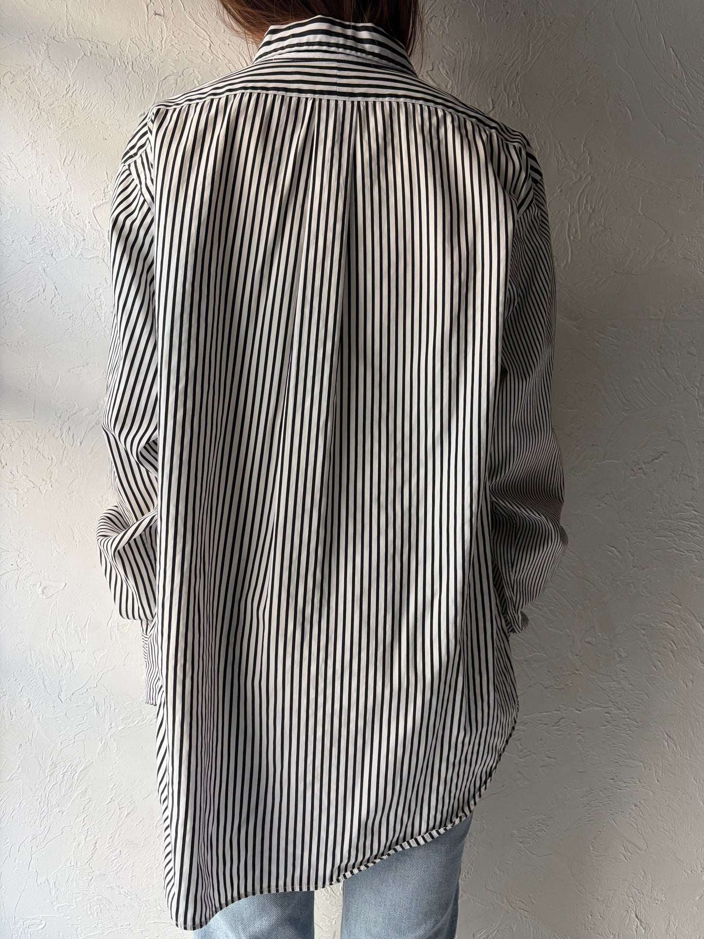 Y2k 'Ralph Lauren' Stripped Preppy Button Up Academia Dress Shirt / Large