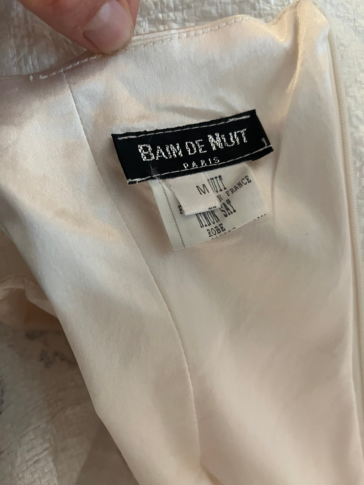 90s ‘Bain de Nuit Paris’ Ivory Satin Strapless Romantic Formal Mini Party Formal Wedding Dress / Small