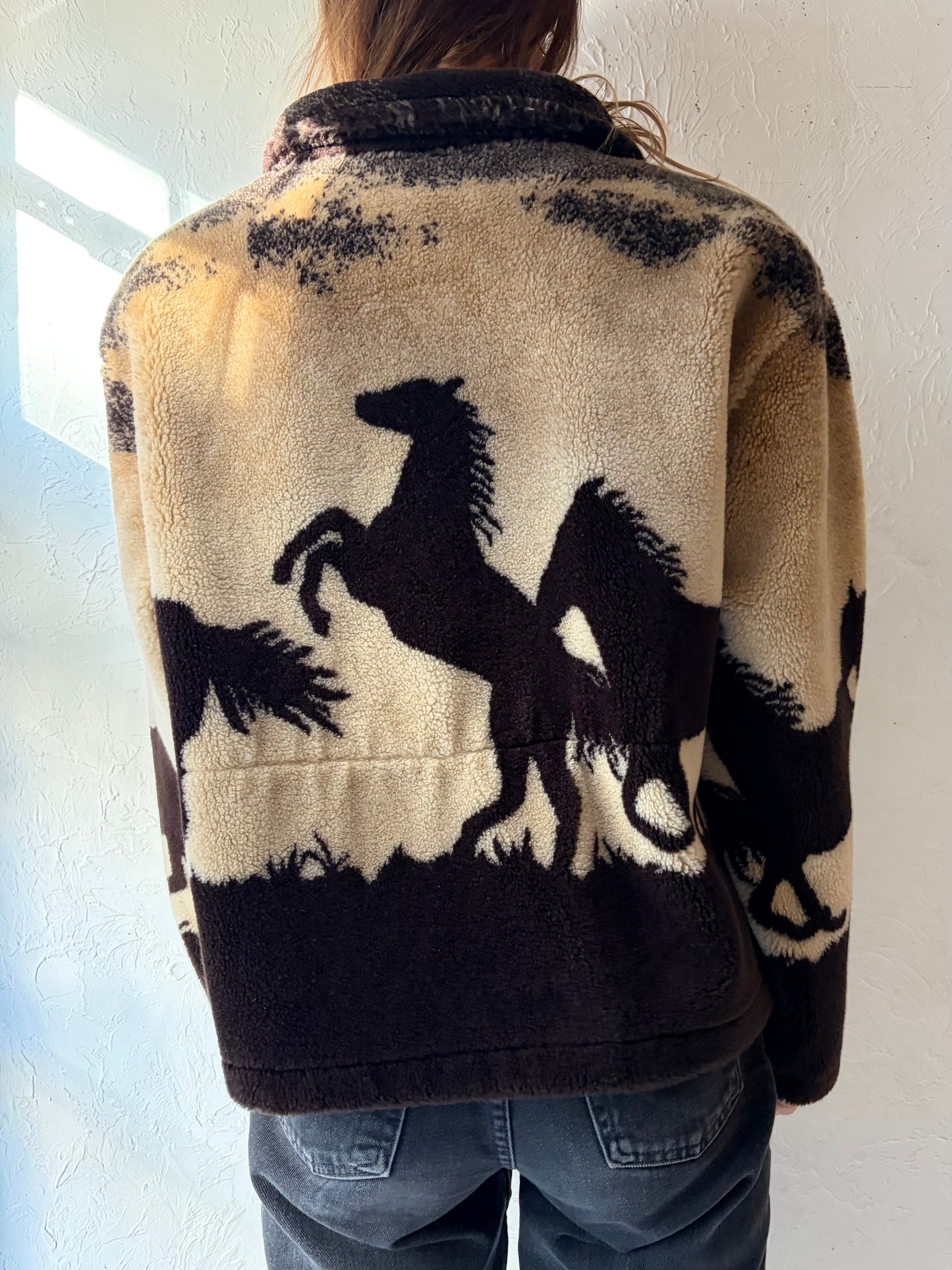 Vintage 'Black Mountain' Horse Fleece Jacket / Large