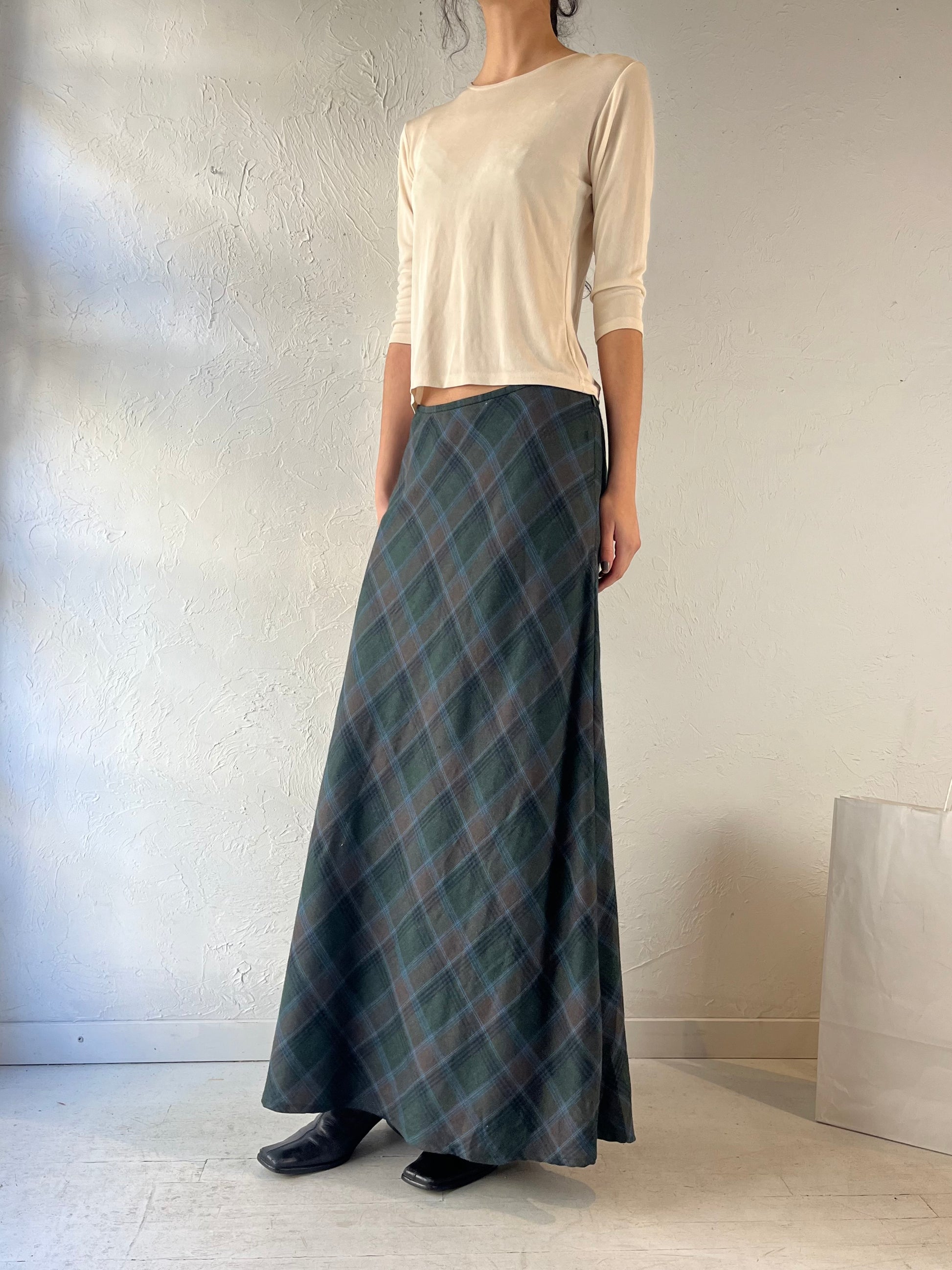 Y2K ‘Liz Claiborne’ Plaid Wool Maxi Skirt / Medium