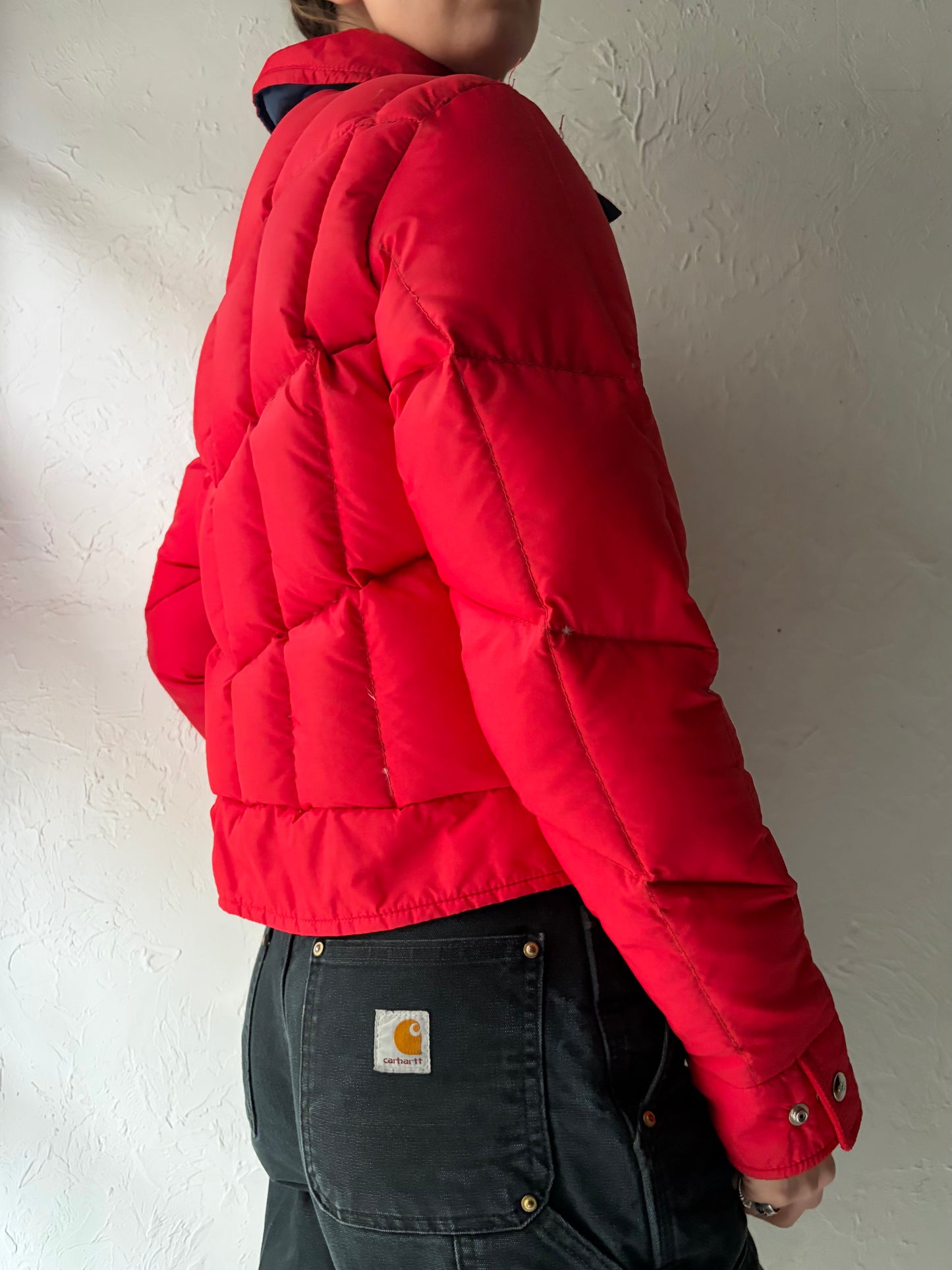 70s 'David S Reid' Red Down Puffer Jacket / Small