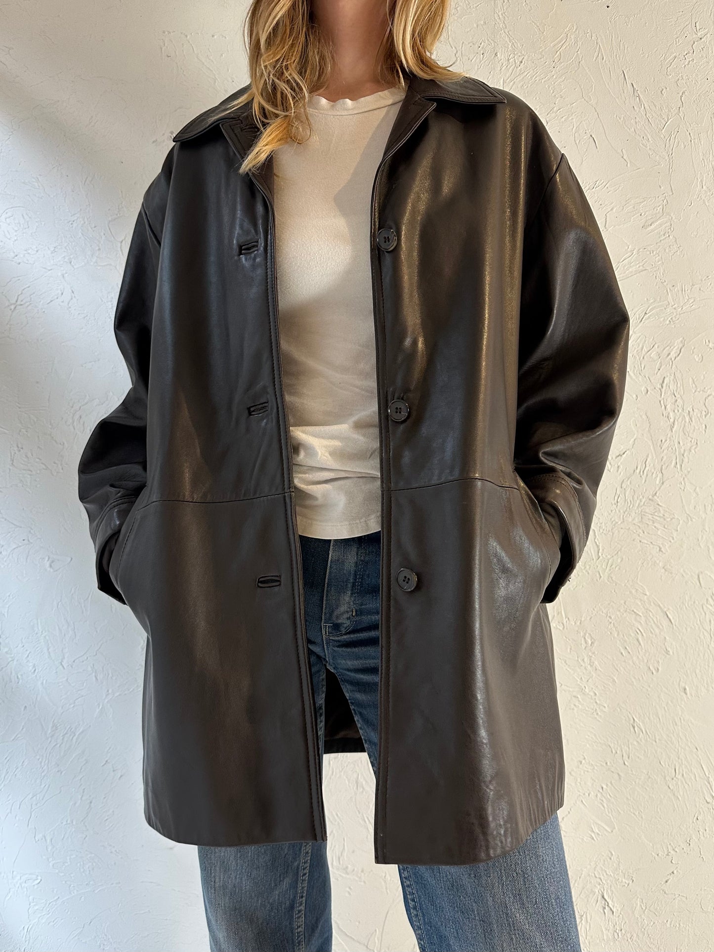 90s ‘Danier’ Brown Leather Jacket / Medium