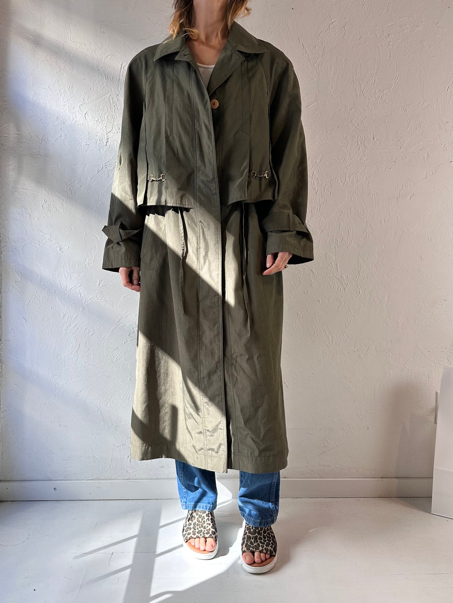 Y2k 'Sequence' Green Trench Coat / Medium - Large