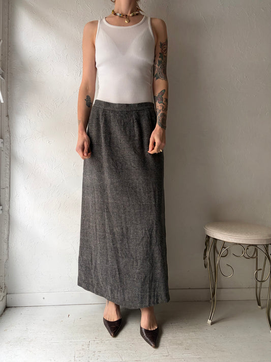 Vintage Gray Knit Maxi Skirt / Medium