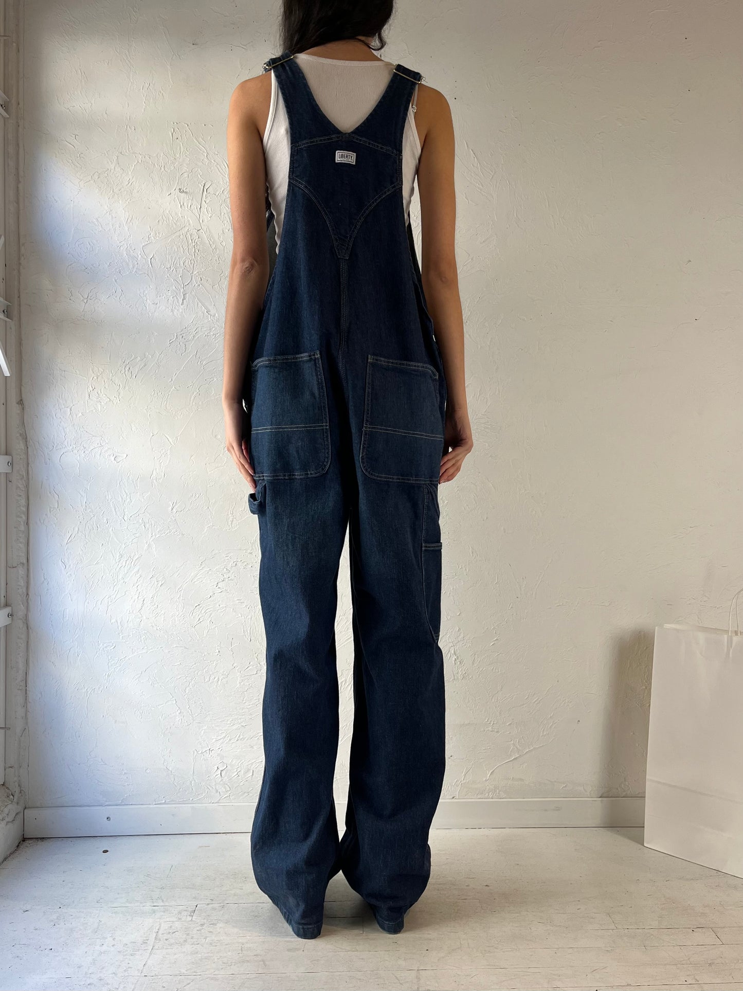 Y2k ‘Liberty’ Dark Wash Denim Overalls / Large / XL