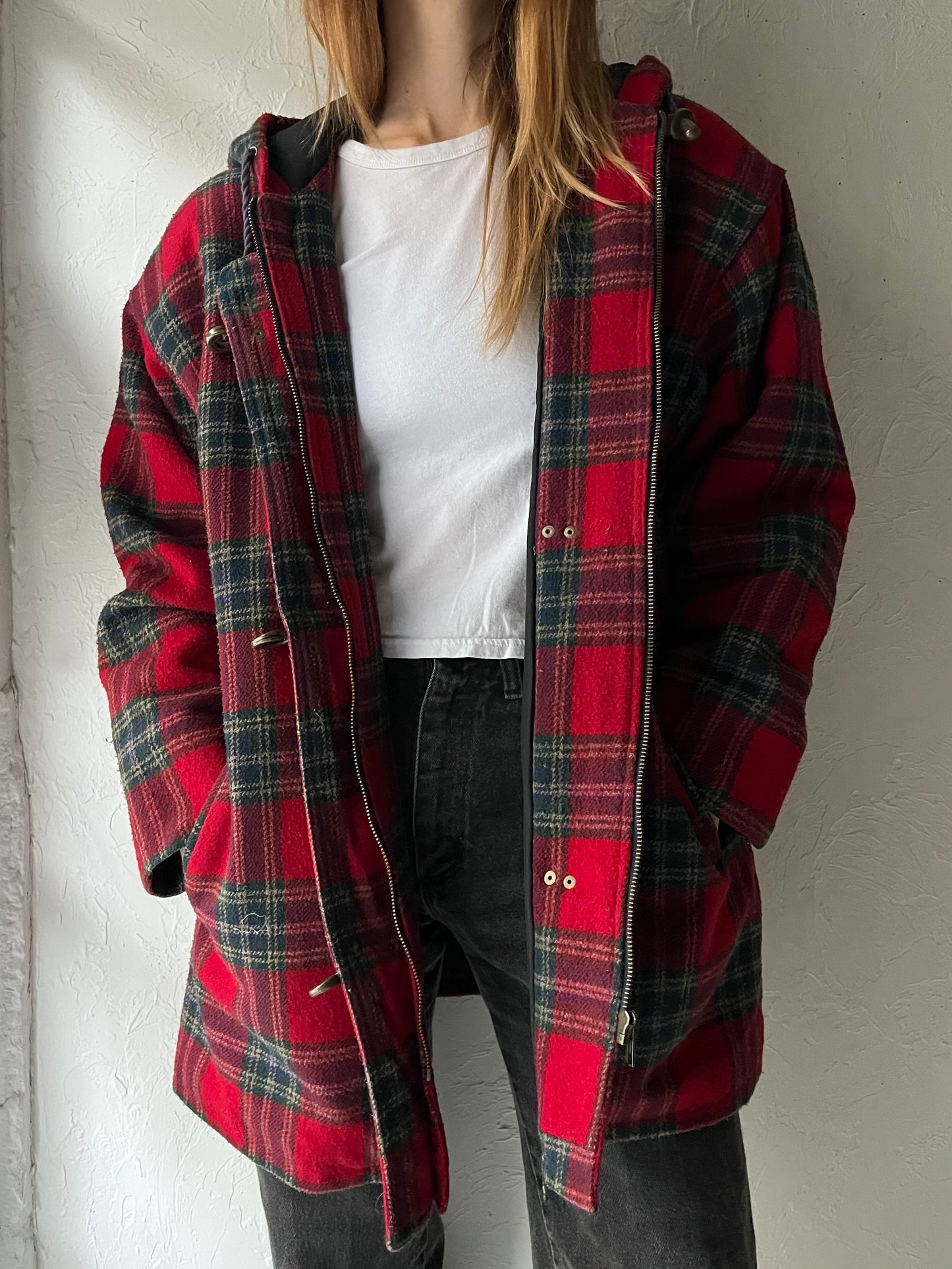 90s 'Le Chateau' Plaid Jacket / Medium
