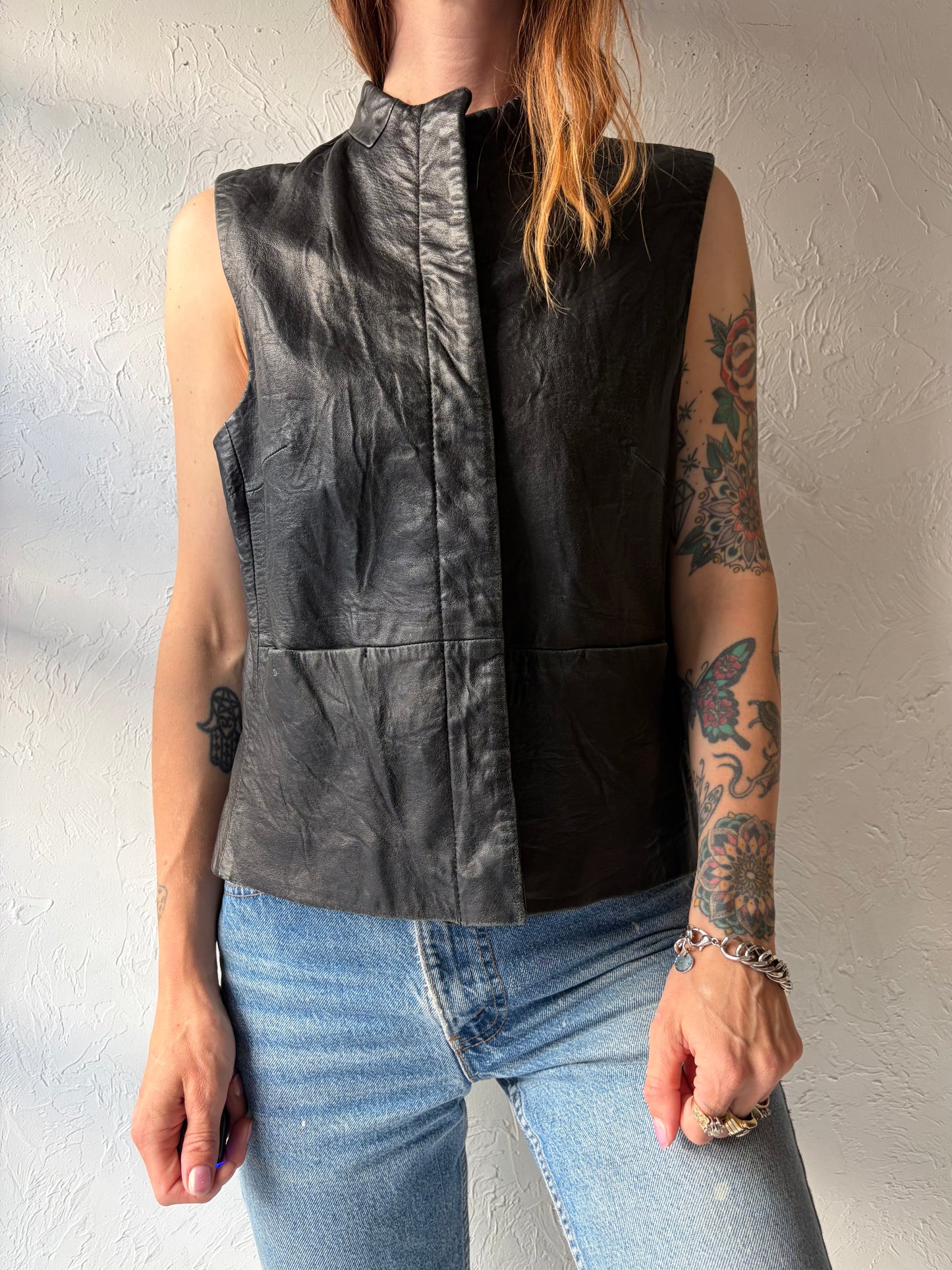 Y2k 'Coldwater Creek' Minimalist Leather Vest / Medium