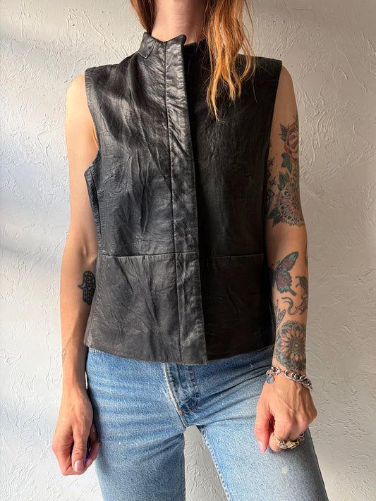 Y2k 'Coldwater Creek' Minimalist Leather Vest / Medium
