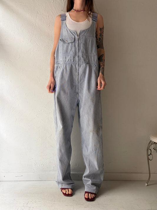 Vintage 'Golden Horse' Pin Striped Workwear Overalls / Medium