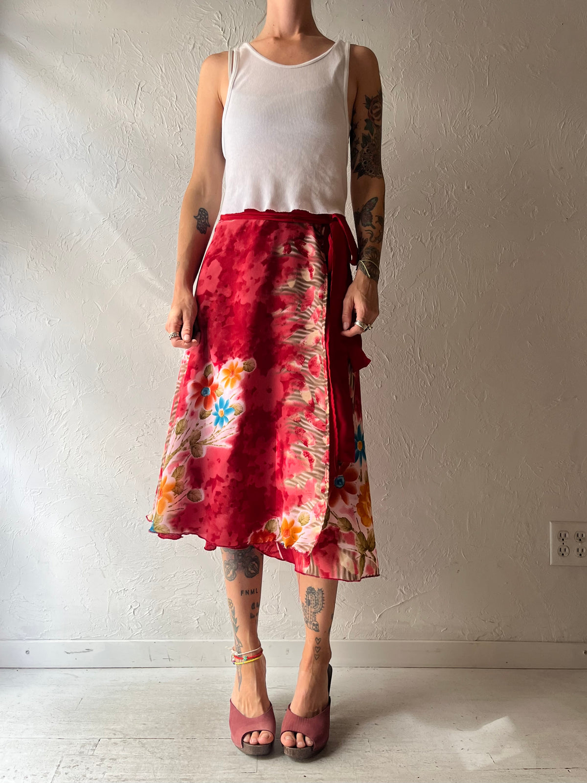 Vintage 'Jovani' Floral Wrap Skirt / Small - Medium