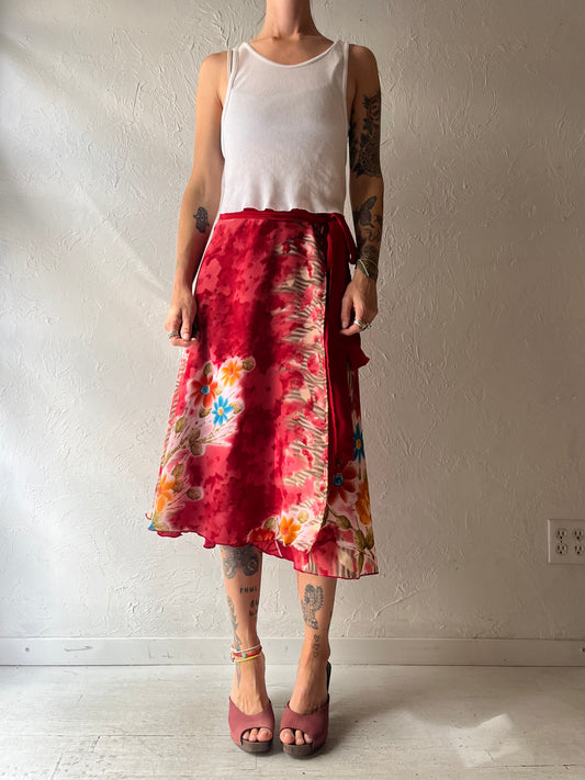 Vintage 'Jovani' Floral Wrap Skirt / Small - Medium