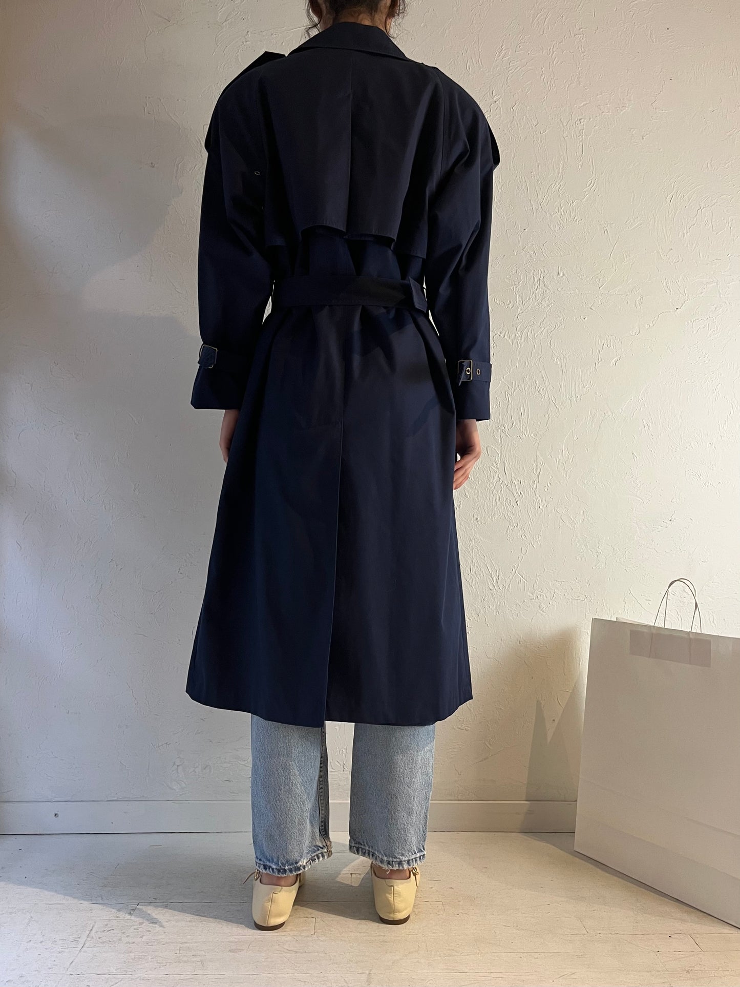 90s ‘Collections Elegante’ Blue Trench Coat / Medium