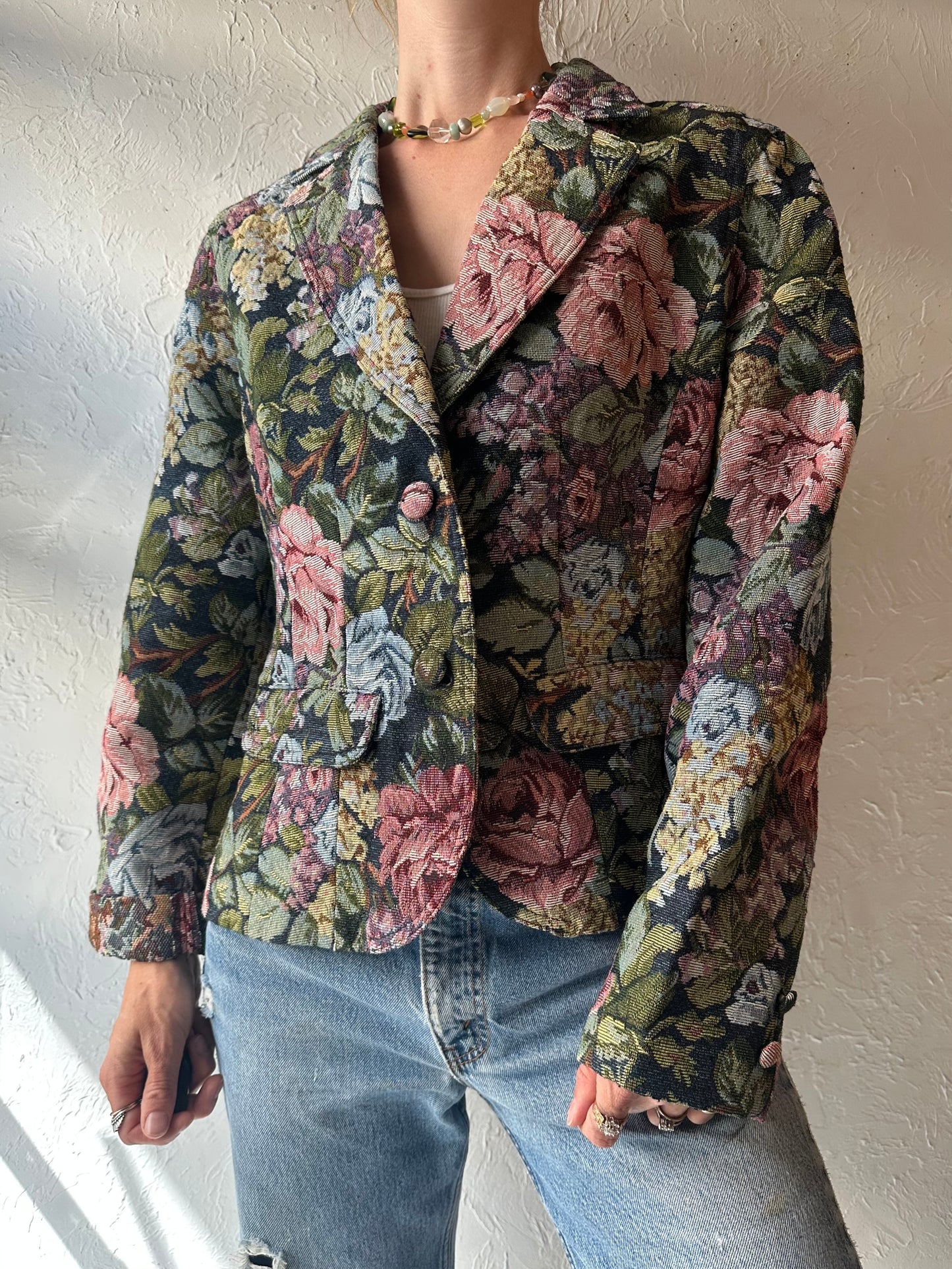 Y2k 'Yzza' Floral Tapestry Jacket / XL