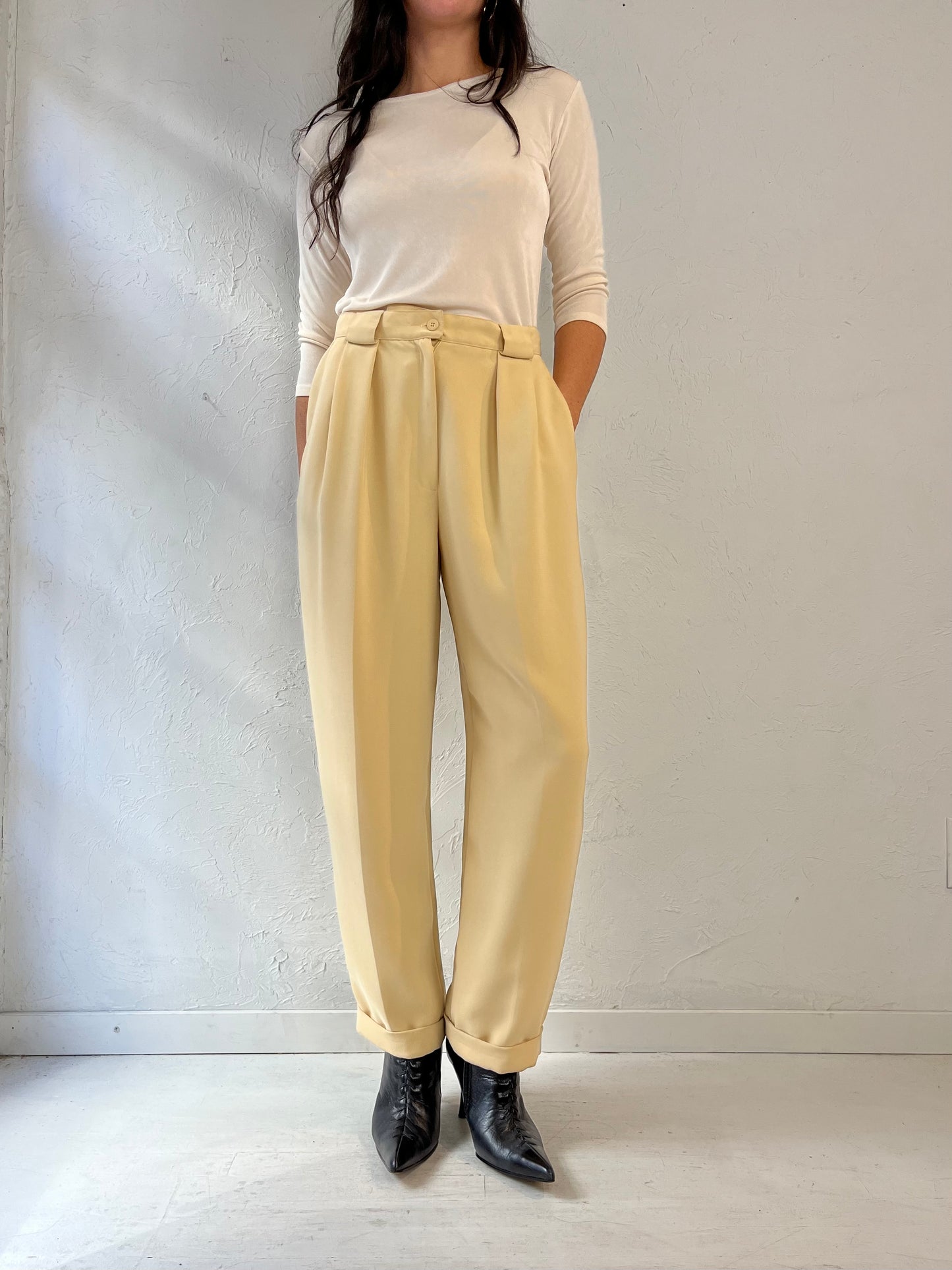 90s 'Jones New York' Pale Yellow Trousers / Small - Medium