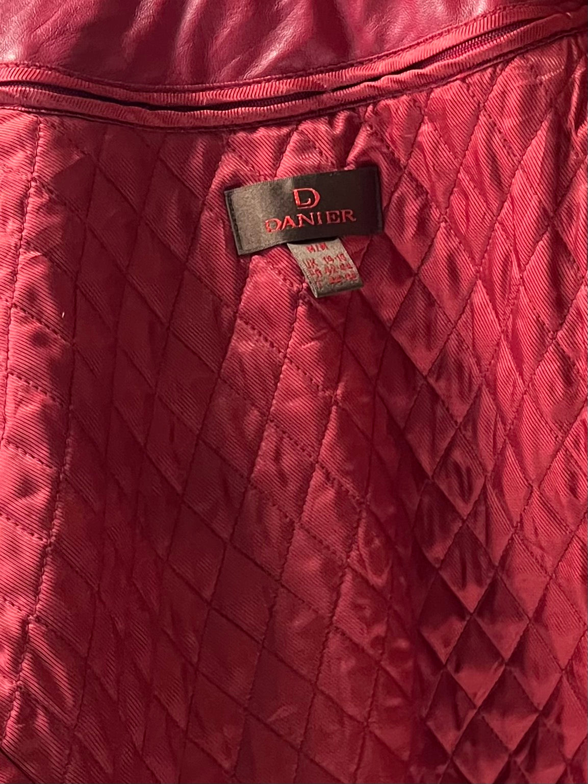 Y2k ‘Danier’ Raspberry Red Genuine Leather Longline Jacket / Medium