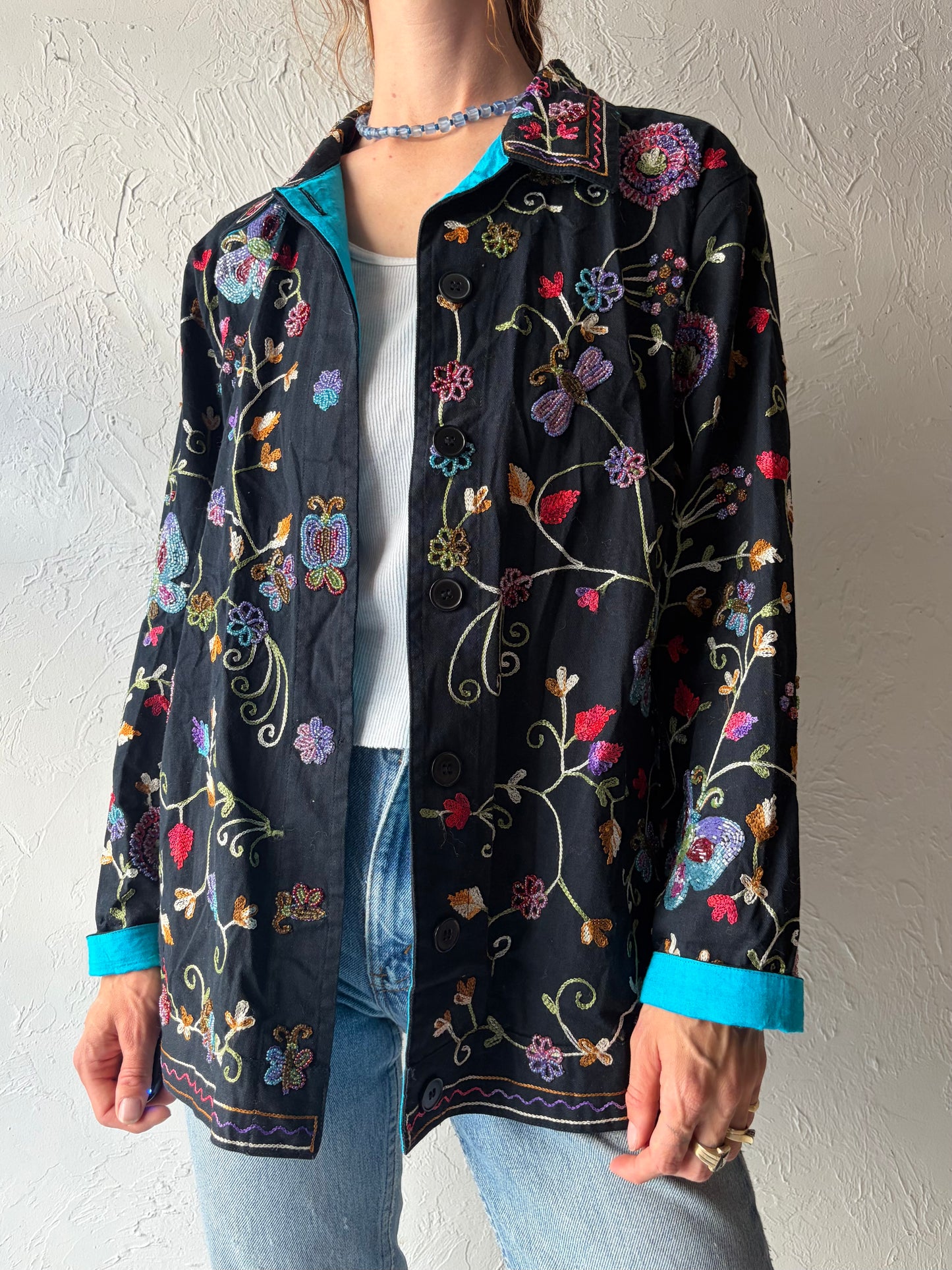90s 'Quacker Factory' Embroidered Beaded Jacket / Small