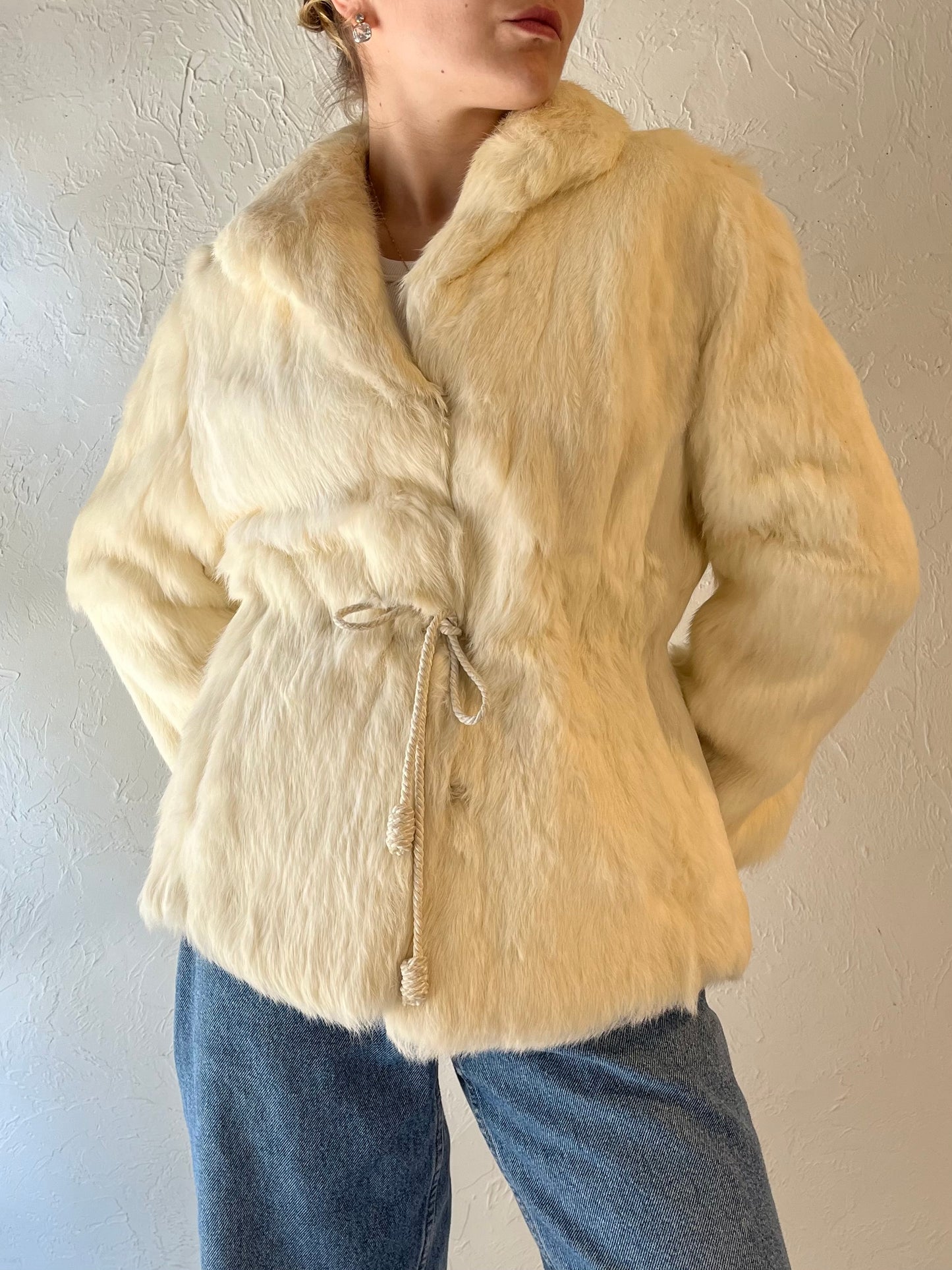 Vintage 'Jaques Aran' White Fur Jacket / Small