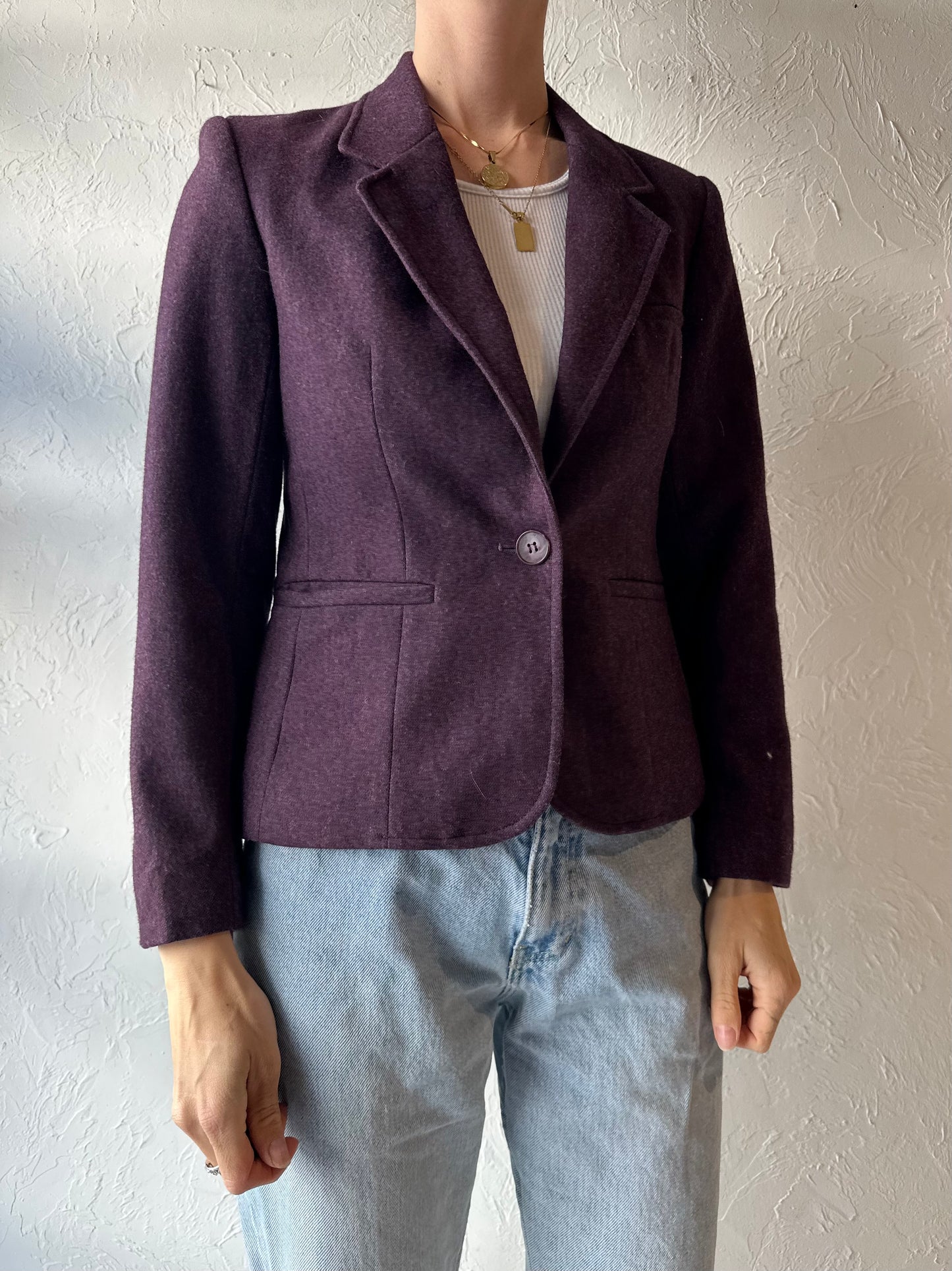 70s 80s 'Evan Picone' Purple Knit Blazer Jacket / Union Made / Small