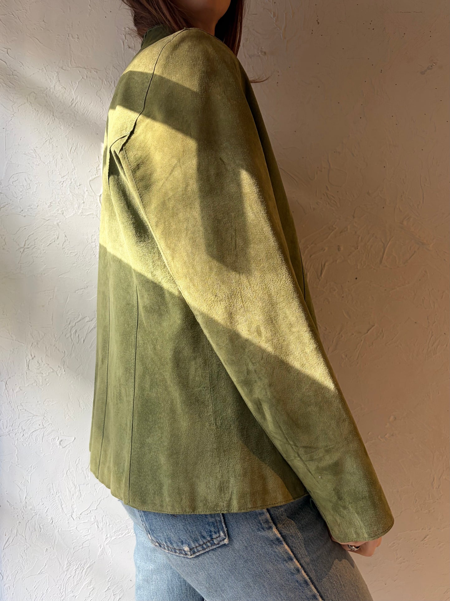 Y2k 'Charter Club' Green Suede Jacket / Medium