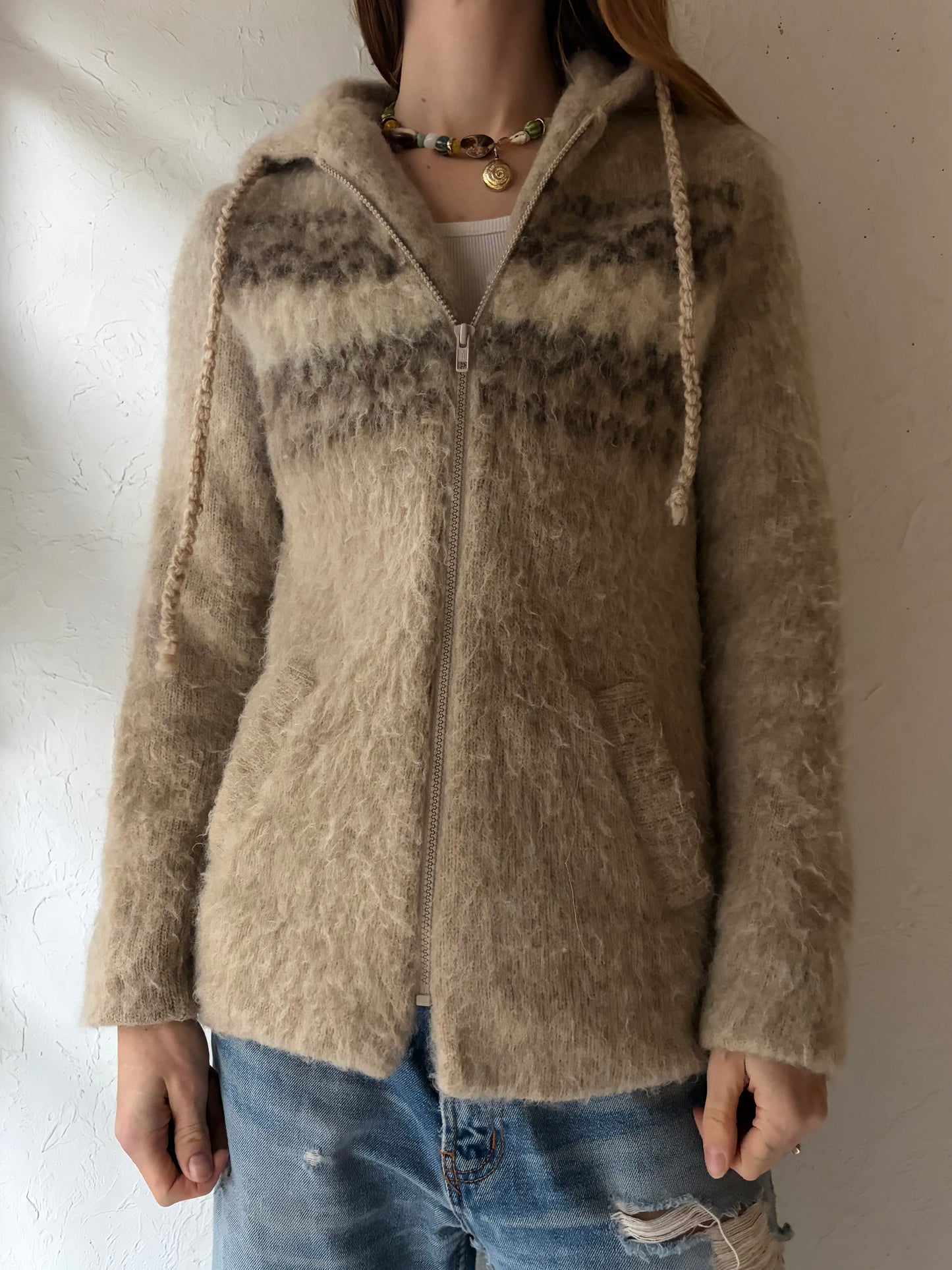 70s 'Sears' Wool Hooded Sweater / Medium