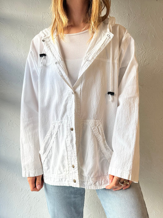 Y2K ‘Ezze Wear’ White Cotton Jacket / Large