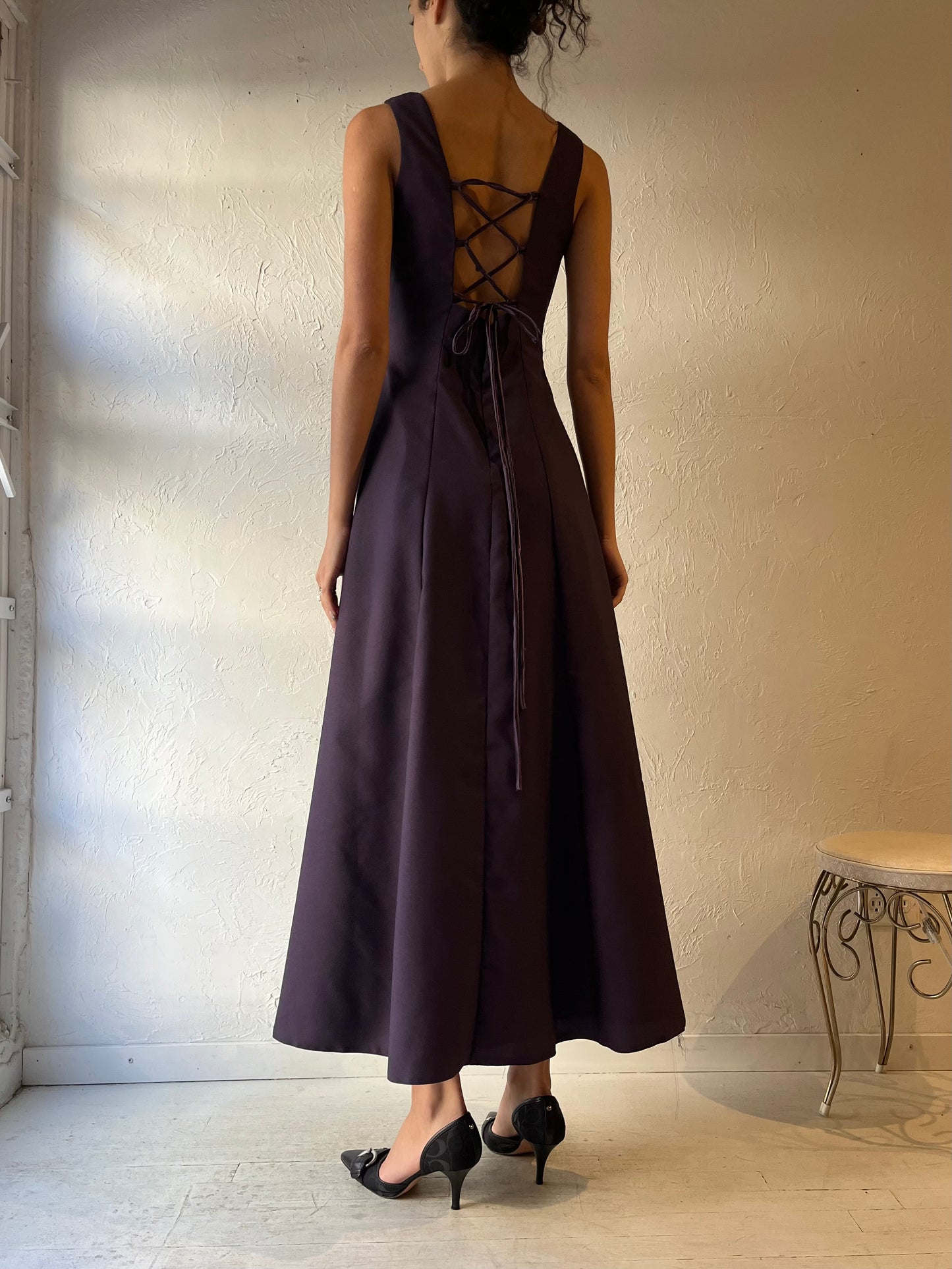 90s Handmade Purple Formal Dress / Small